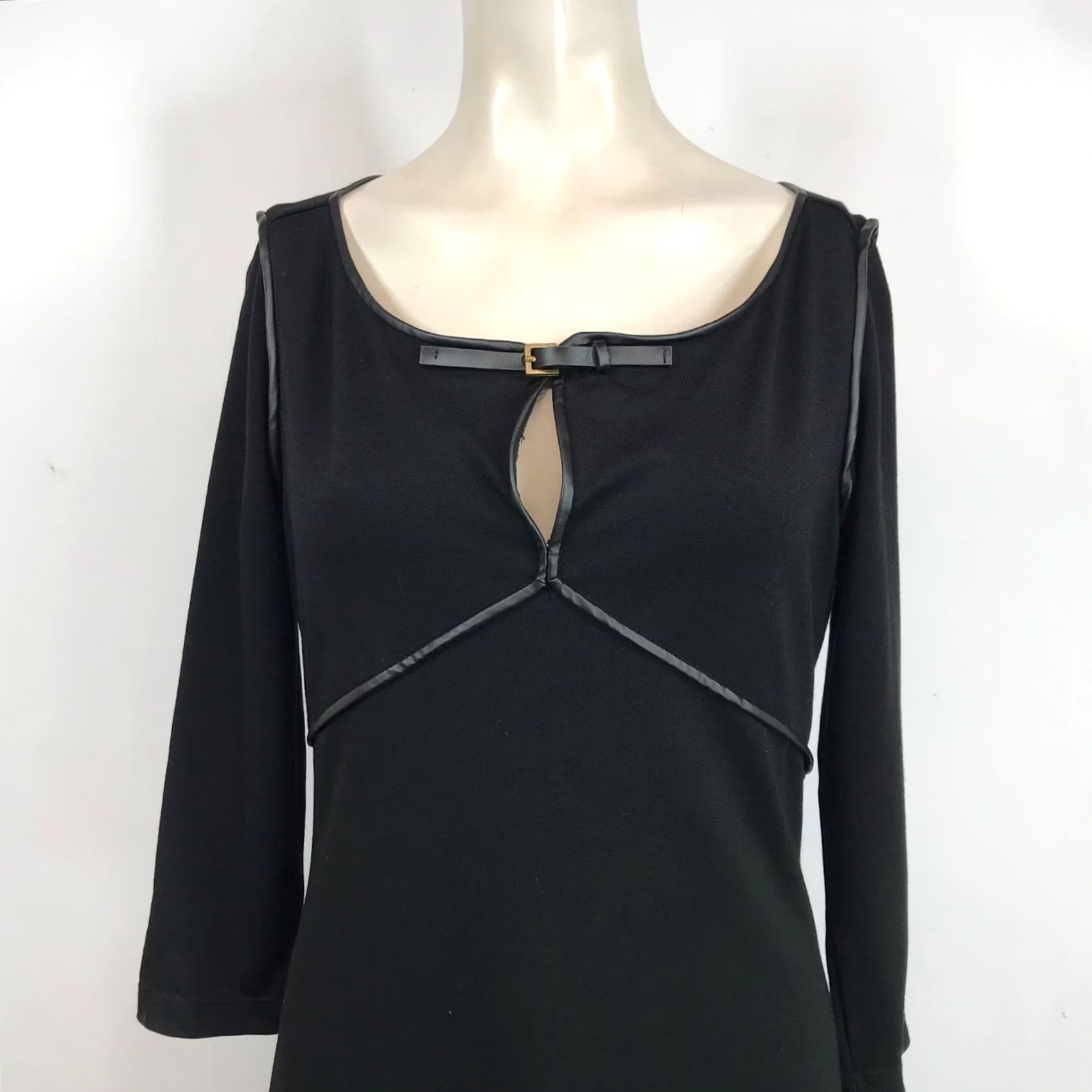 Vintage MAX STUDIO WOMEN'S S BLACK LONG SLEEVE DRESS Y2K BUCKLE GOTH Size S / US 4 / IT 40 - 2 Thumbnail