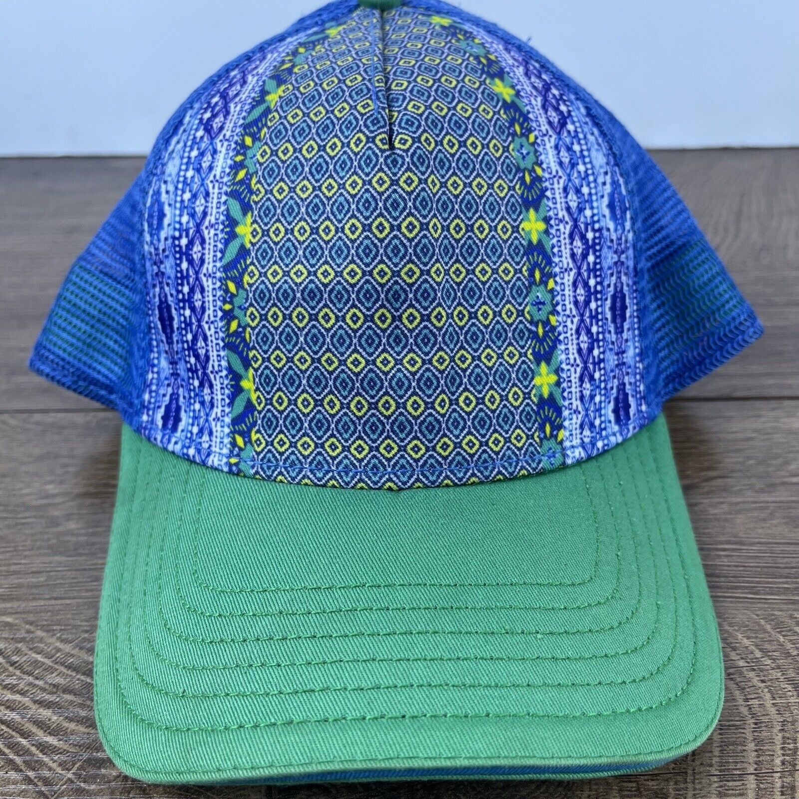 Other Farmer Hat Blue Green Yellow Snapback Hat Blue Adjustable Ha Size ONE SIZE - 1 Thumbnail