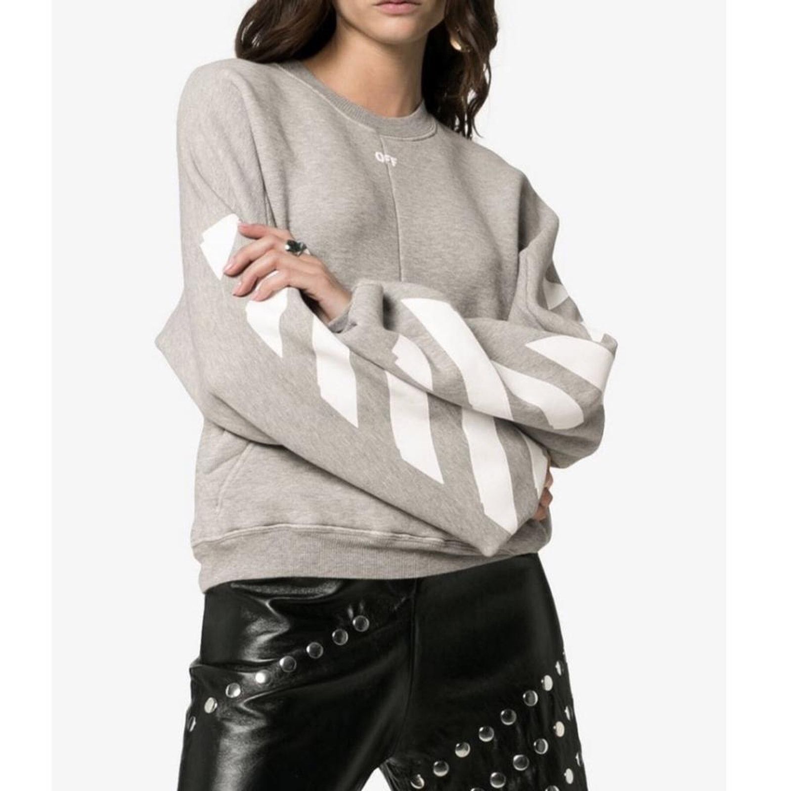 Off-White striped printed kangaroo pocket sweatshirt Size XS / US 0-2 / IT 36-38 - 3 Thumbnail