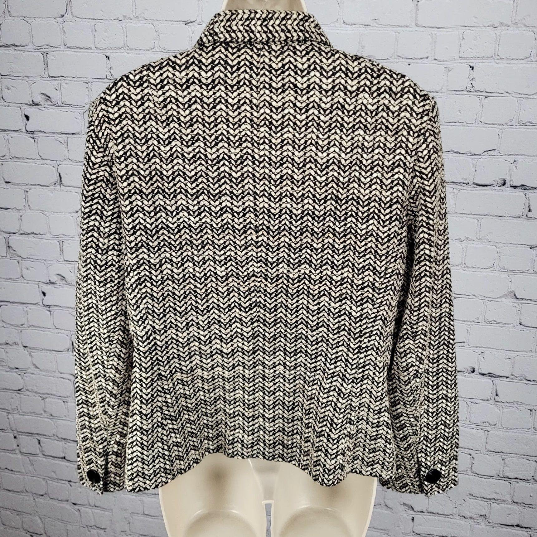 Talbots Talbots Jacket 14P Beige Black Textured Buttoned Collared Lined Long Sleeve Size XL / US 12-14 / IT 48-50 - 2 Thumbnail