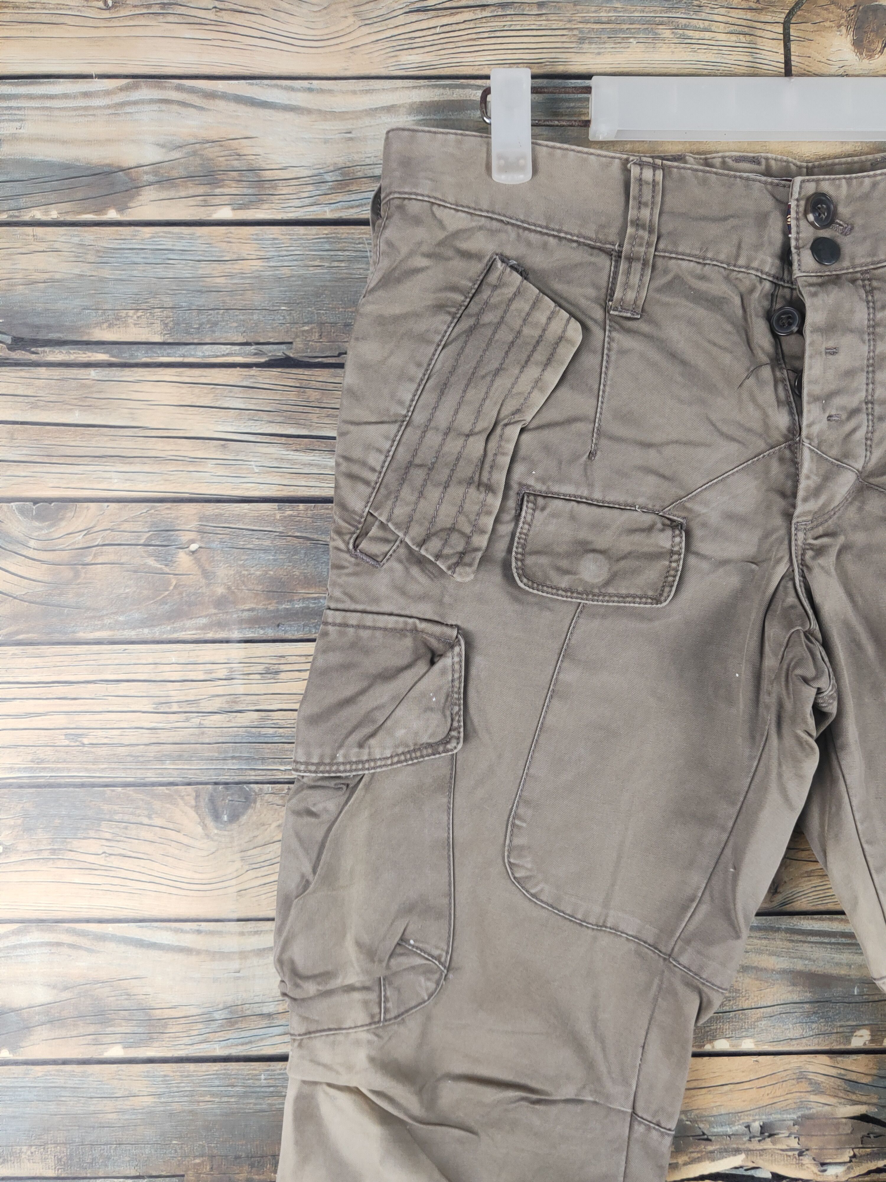 Japanese Brand DL BG Olive Faded Multipocket Cargo Pants #46-021 Size US 32 / EU 48 - 3 Thumbnail