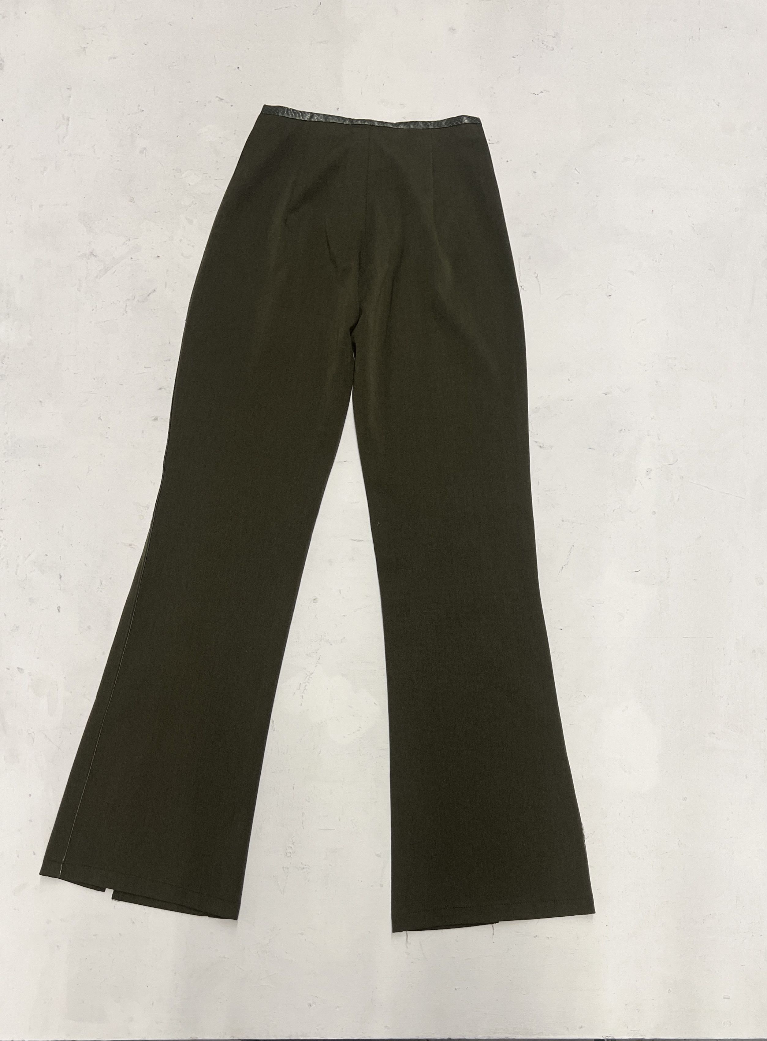 Other Biscote France Olive Flare Trouser Snakeskin Waistband Size 32" / US 10 / IT 46 - 4 Thumbnail