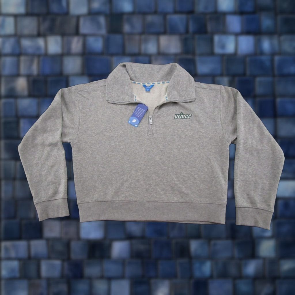 Prince Prince Sweatshirt Cropped Pullover 1/4 Zip Women XL Gray NWT Sports Activewear Long Sleeve Cotton Blend Polyester Size XL / US 12-14 / IT 48-50 - 1 Thumbnail