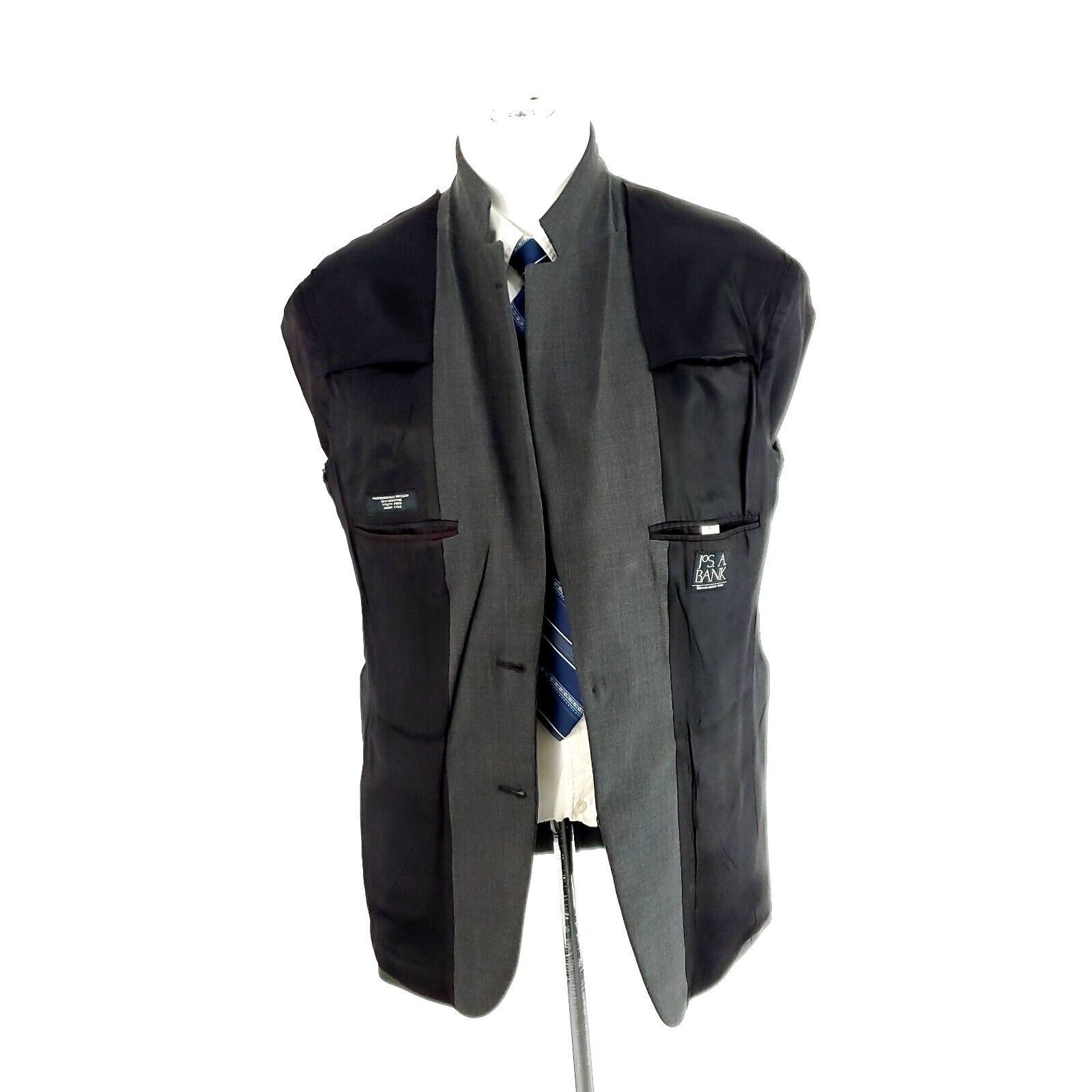 Jos. A. Bank Jos A Bank Wool 2 Button Blazer 40R Gray Star Check Sport Co Size 40R - 9 Thumbnail