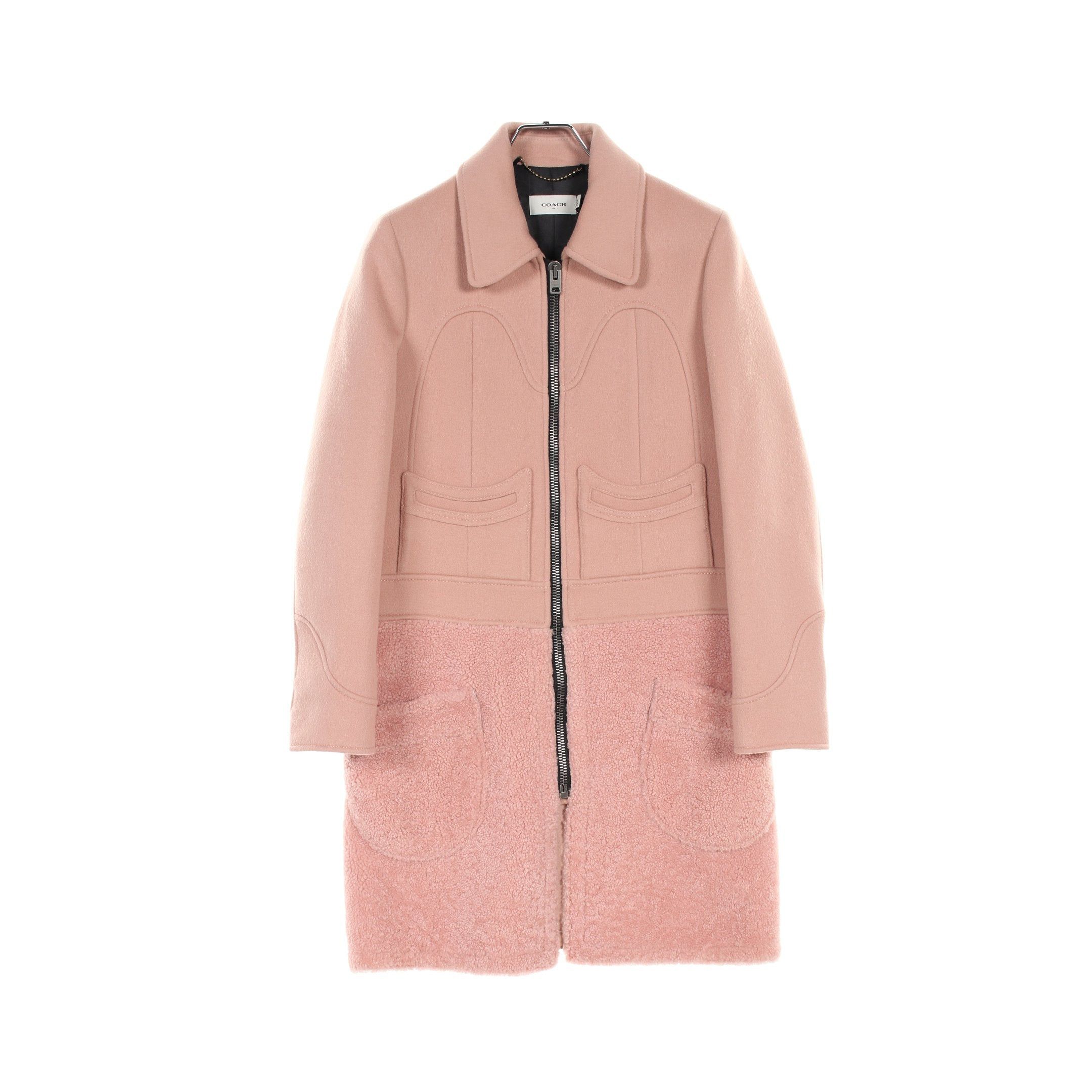 Coach Coach Zip Up Coat Wool Pink Mouton Color-Block Size ONE SIZE - 1 Thumbnail