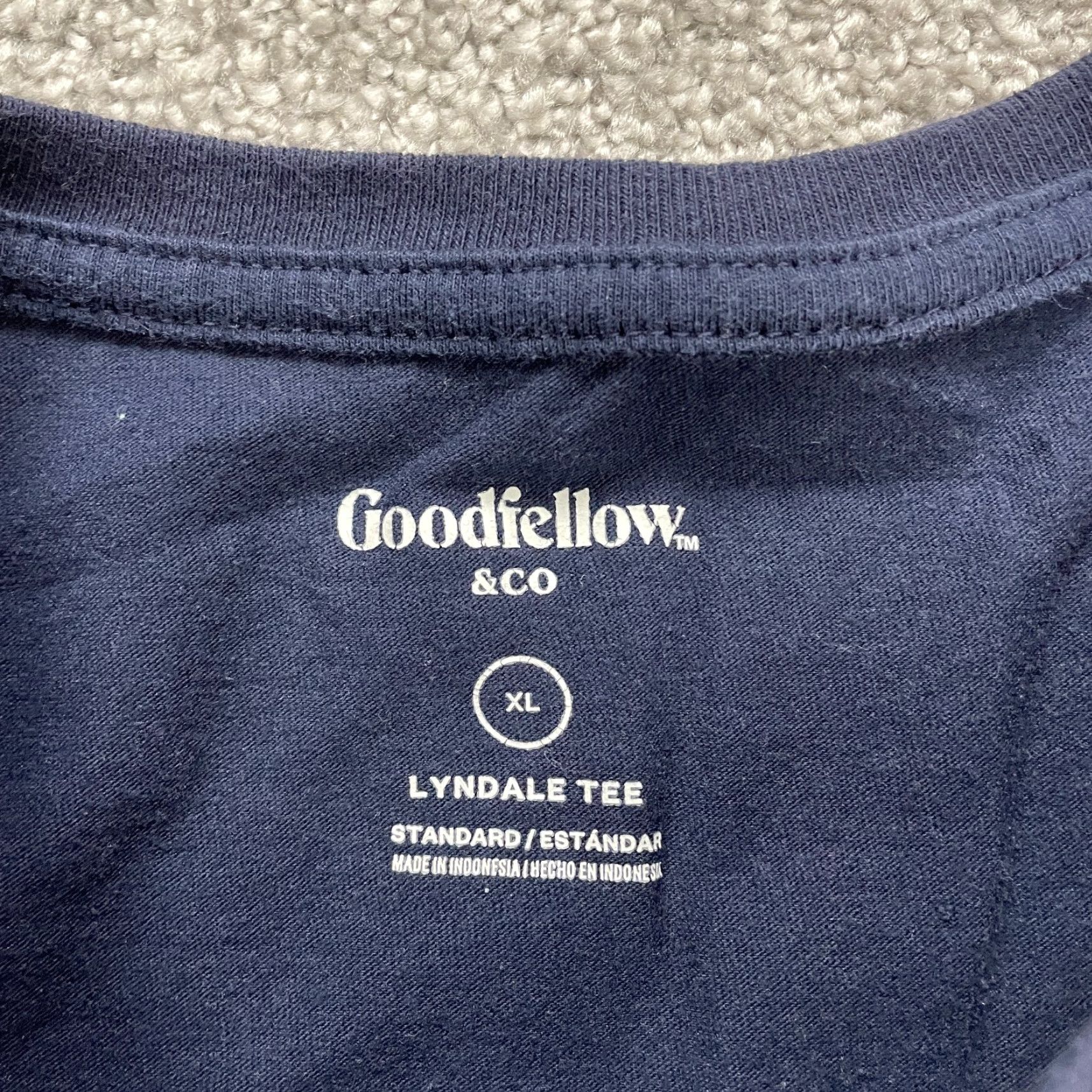 Vintage Goodfellow T-Shirt Shirt Mens XL Navy Blue Solid Crew Neck Short Sleeve Top Regular Cotton Branding Logo Classic outdoor 90s Mens Size US XL / EU 56 / 4 - 4 Thumbnail