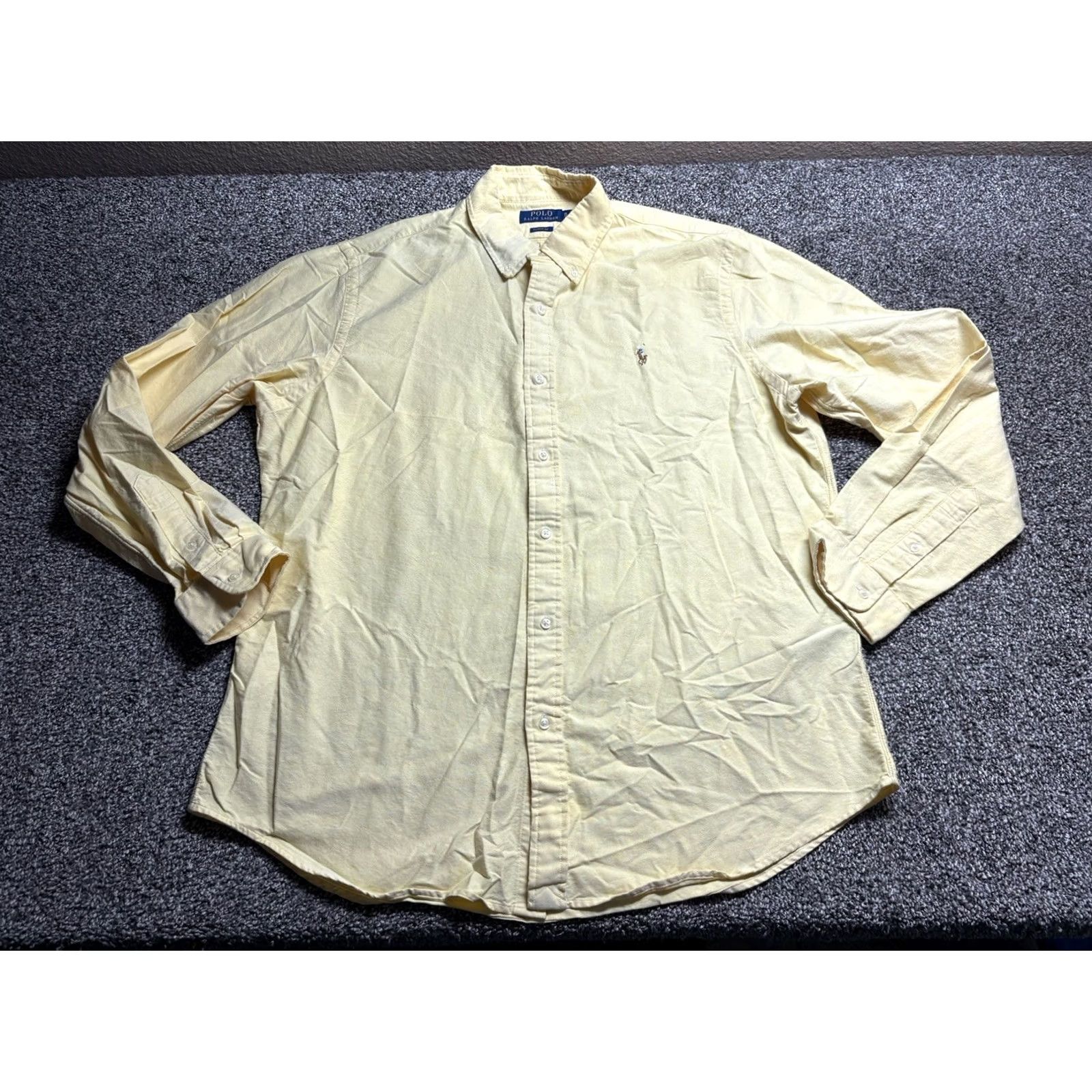 Polo Ralph Lauren Polo Ralph Lauren The Iconic Oxford Shirt Button Up Mens XL Solid Yellow Preppy Shirt Size US XL / EU 56 / 4 - 2 Thumbnail