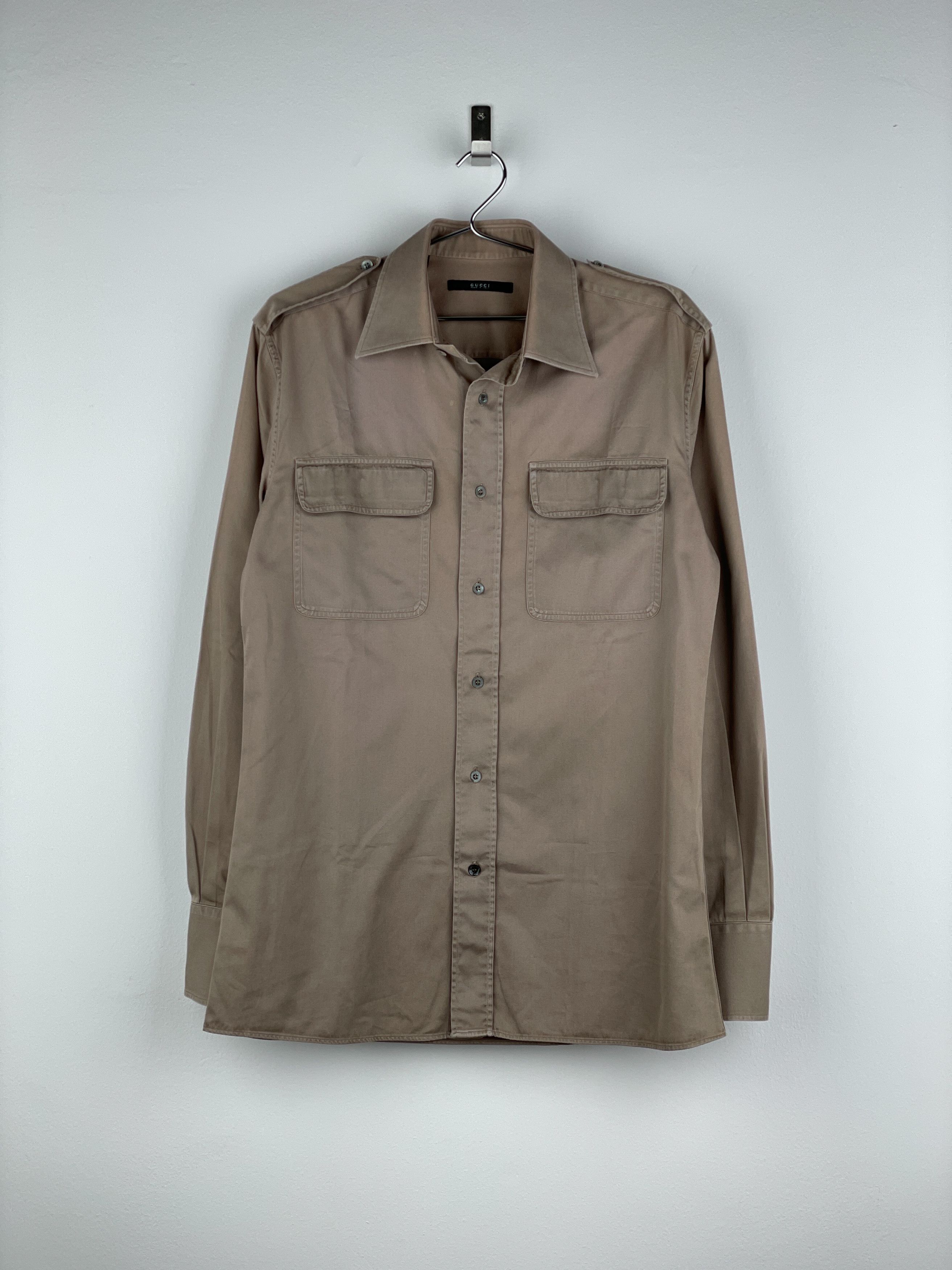 Pre-owned Gucci By Tom Ford Ss01 Military-pocket Button-up Shirt In Sand