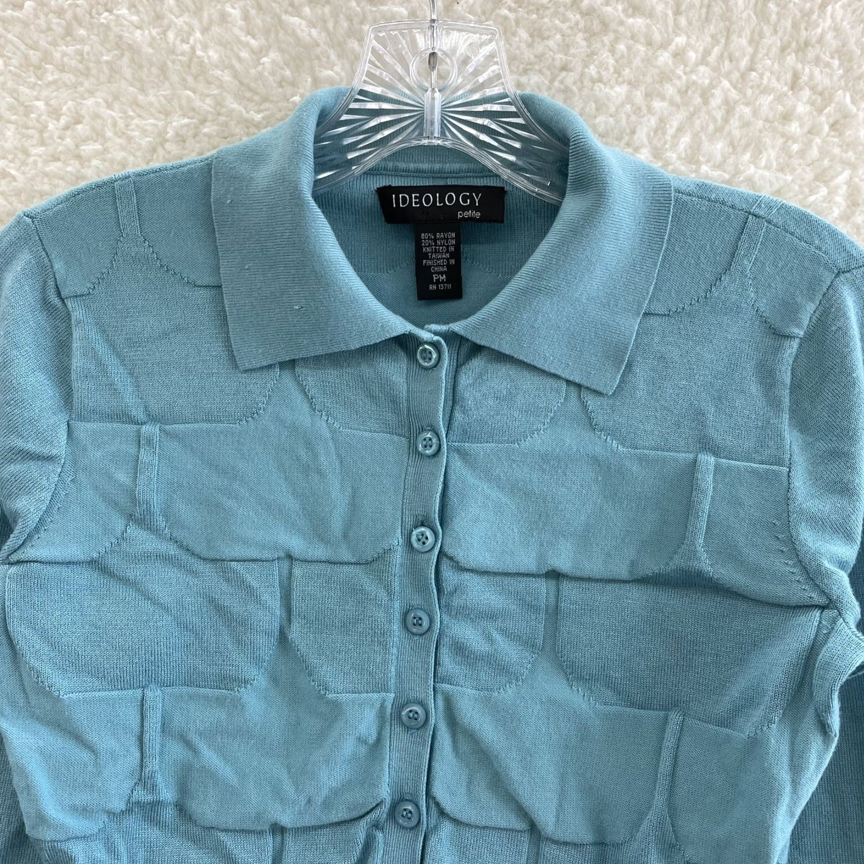 Vintage Y2K Vintage Top M Medium Petite Blue Button Collared Blouse Ideology Office Shirt Womens Size M / US 6-8 / IT 42-44 - 3 Thumbnail