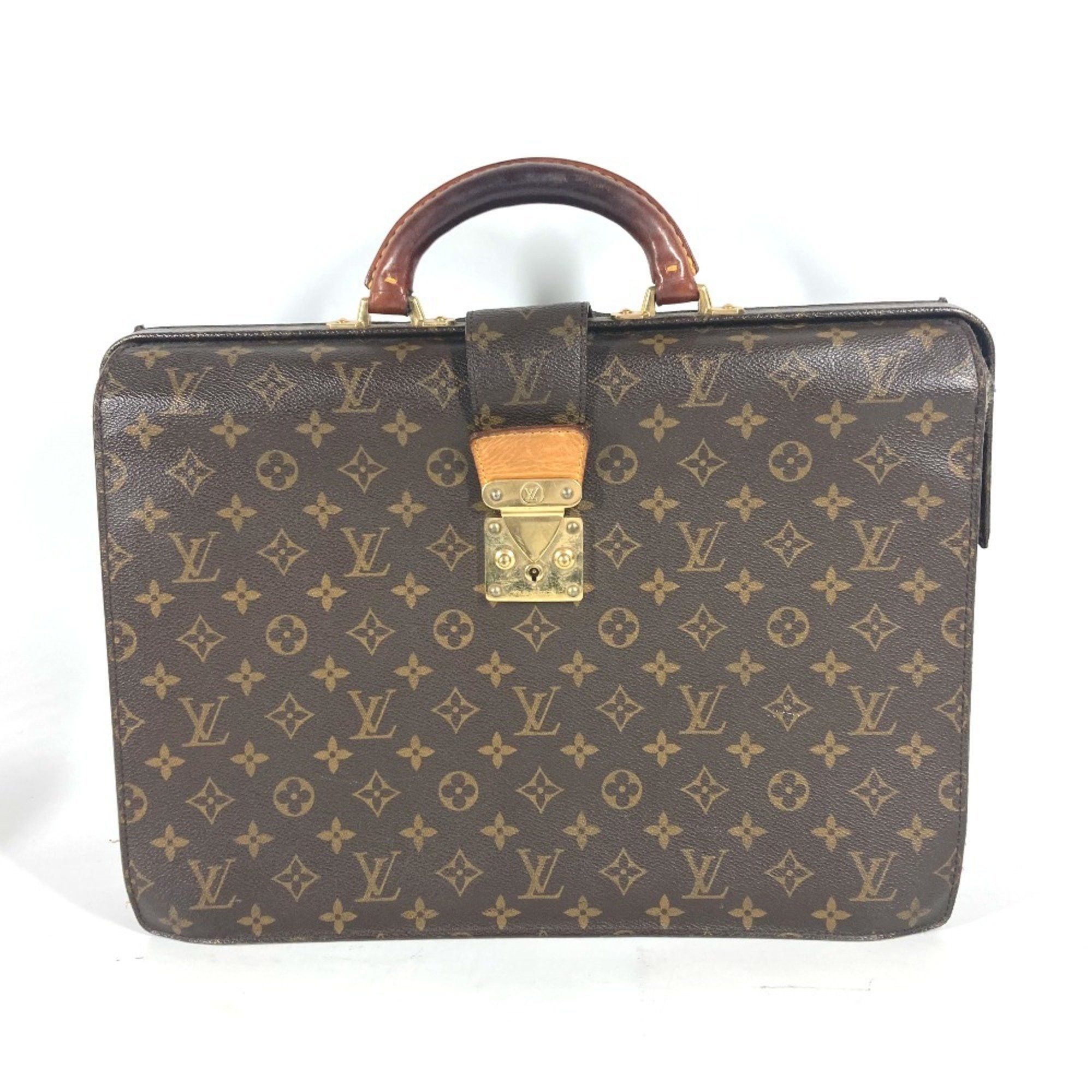 LOUIS VUITTON M53305 Monogram Serviette Fermoir Document Bag Briefcase Business Canvas Men's Brown