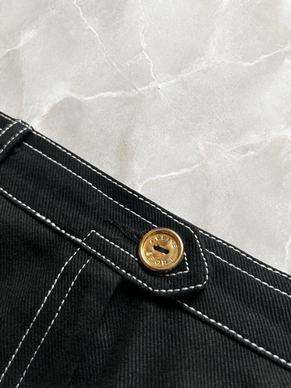 Celine × Vintage CELINE FRANCE VINTAGE 90s DENIM SKIRT JEANS GOLDEN LOGO y2k Size 28" / US 6 / IT 42 - 4 Thumbnail