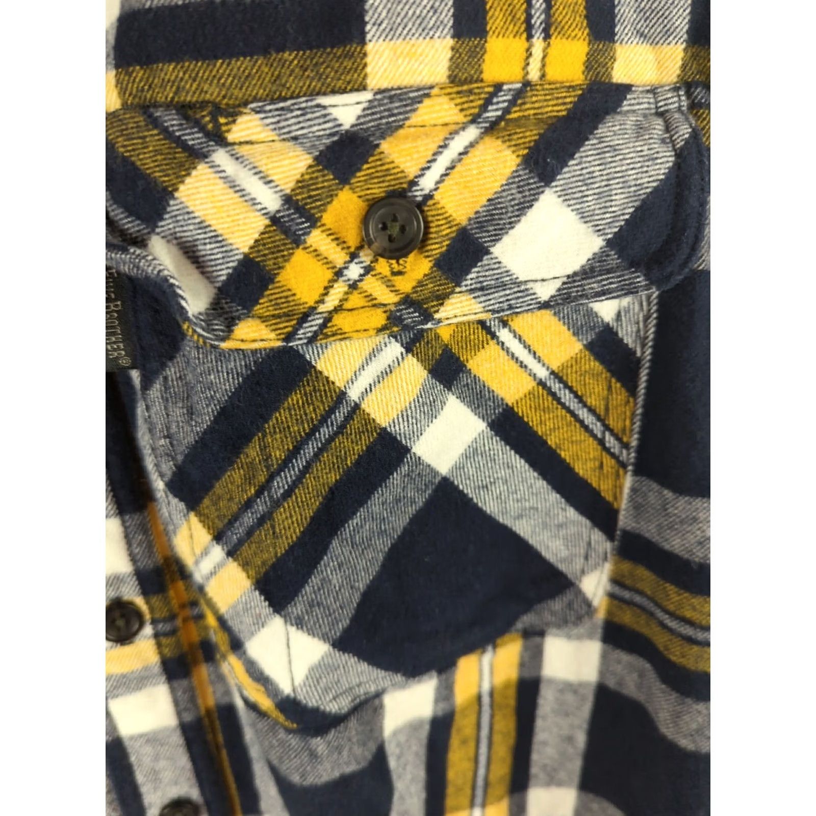 Vintage FIVEBROTHER Heavy Flannel Shirt Mens Large Blue Gold Plaid Outdoors hunting Size US L / EU 52-54 / 3 - 4 Thumbnail