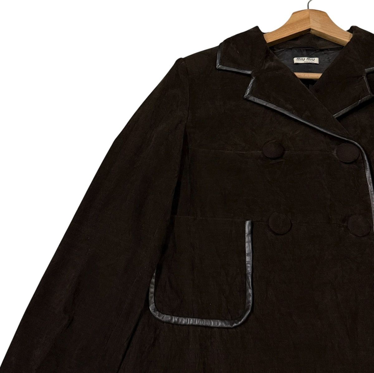 Miu Miu ‼️RARE‼️Vintage Miu Miu Cotton Leather Buttons Long Jacket Size S / US 4 / IT 40 - 5 Thumbnail