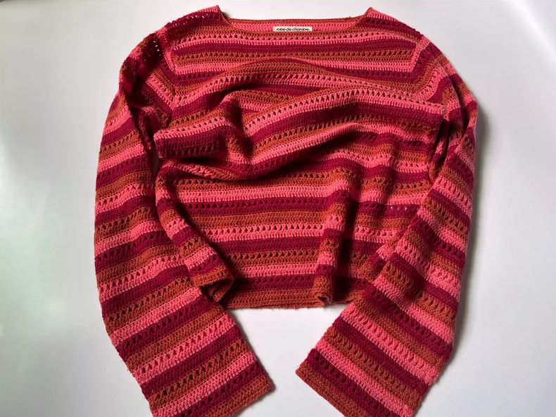 Comme des Garcons Comme des Garcons size 均码 Hollow crocheted striped sweater Size S / US 4 / IT 40 - 4 Thumbnail