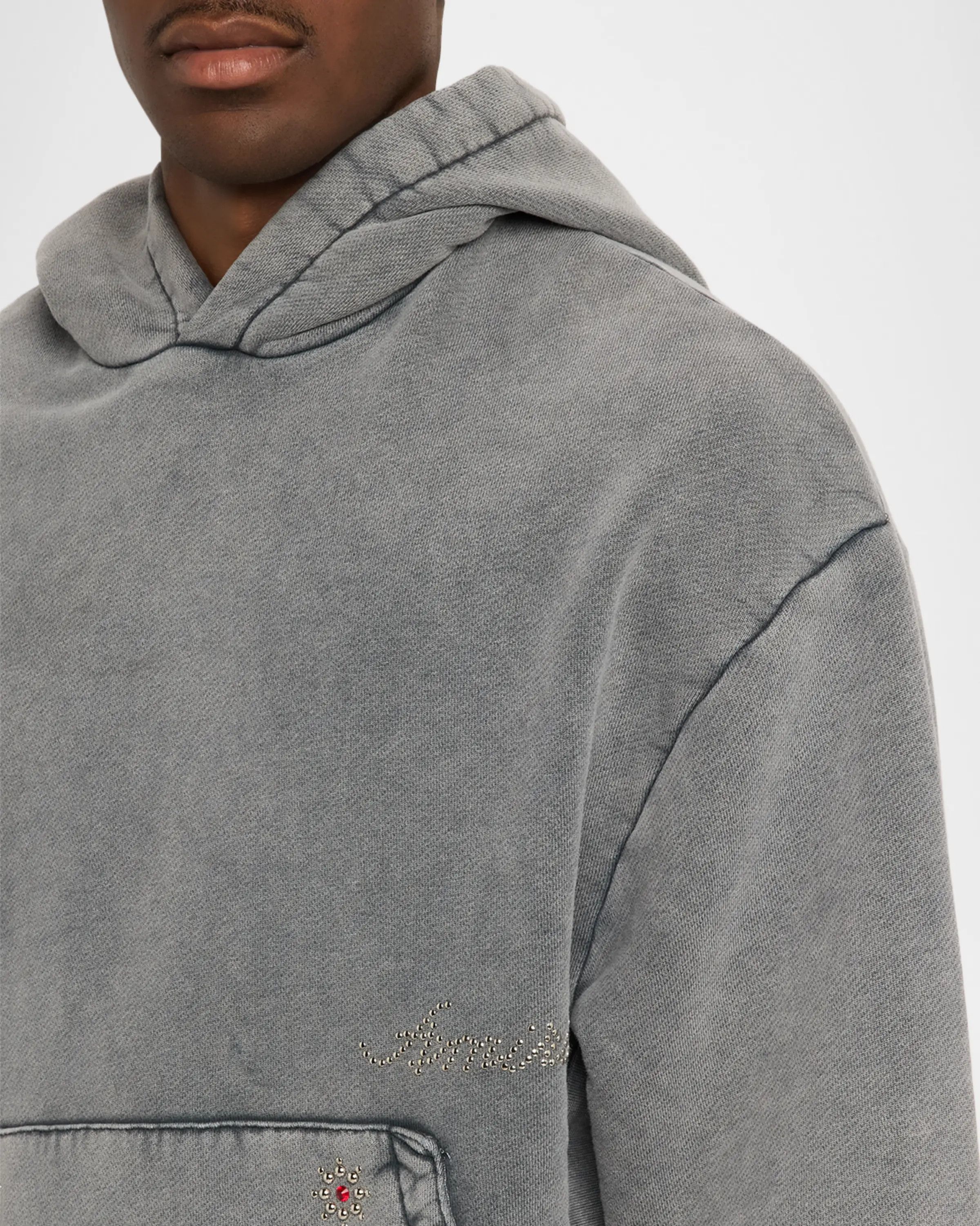 Amiri os11x0526 Studded Cotton Hoodie in Gray Size US L / EU 52-54 / 3 - 5 Thumbnail