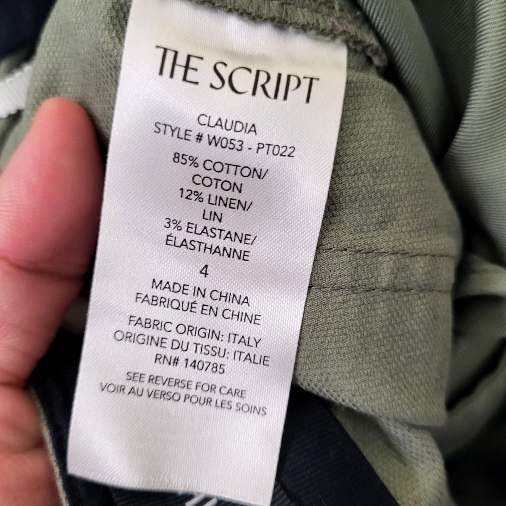 Vintage The SCRIPT Pants Women Grassy Green Size 4 Casual Work Straight Front Cotton Linen Elastane Modern 90s Outdoor Mens Womens Size 27" / US 4 / IT 40 - 5 Thumbnail