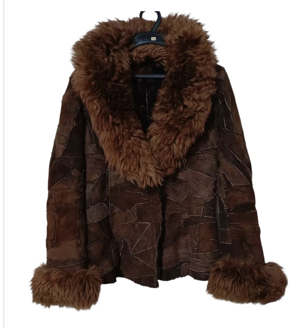 Isamu Katayama Backlash Sheepskin PATCHWORK Skin FAUX FUR Leather Jacket Size L / US 10 / IT 46 - 2 Thumbnail