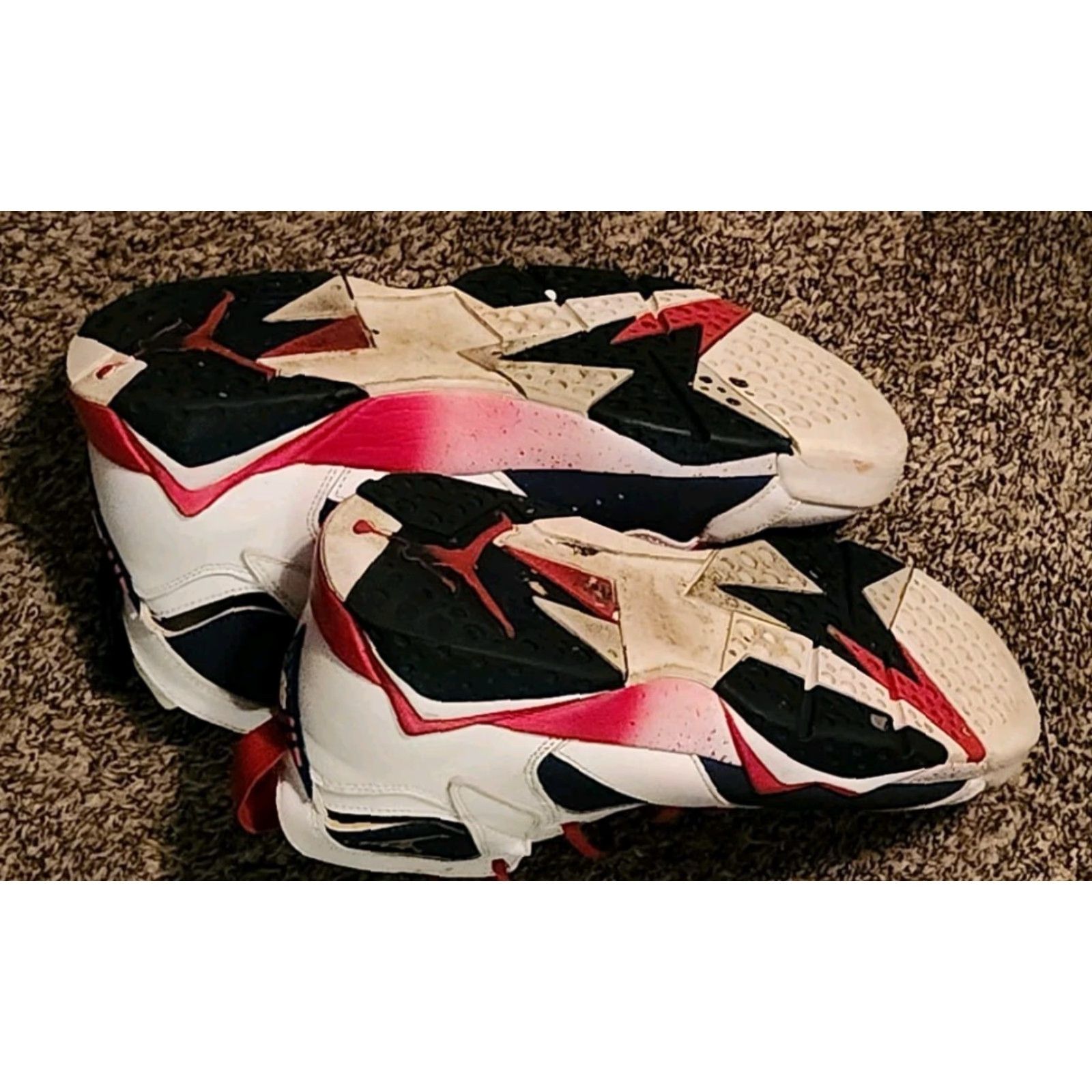 Nike Nike Air Jordan 7 VII Retro Men’s Tinker USA Olympic Alternate High Top Sneaker 10 White Rubber Fabric Size US 10 / EU 43 - 3 Thumbnail