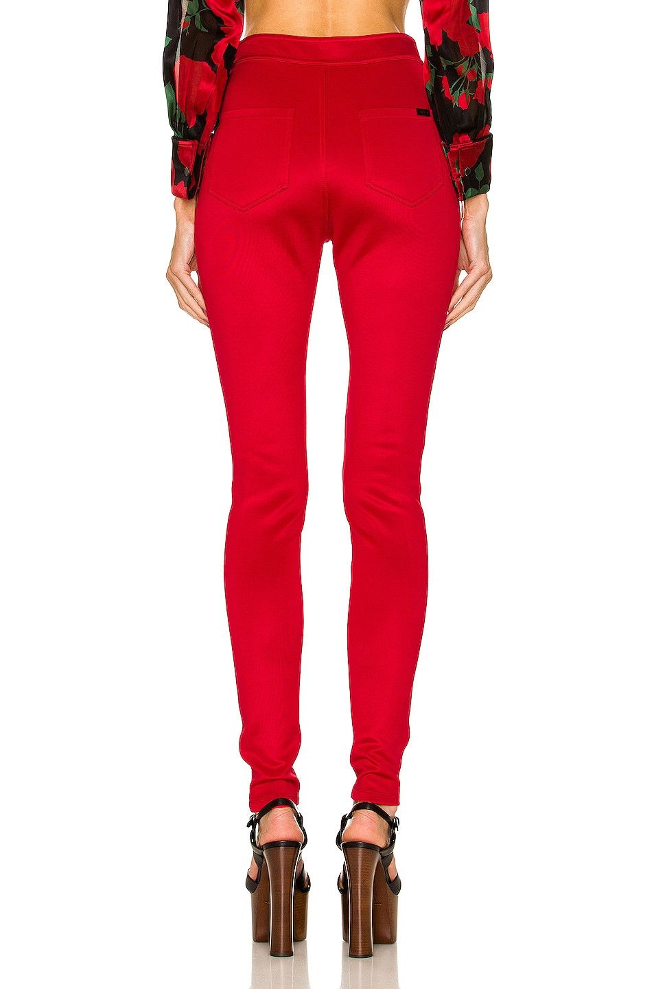 Saint Laurent Paris o1s1wg110924 Slim-Fit Pants in Silky Jersey in Red Size 27" / US 4 / IT 40 - 4 Thumbnail