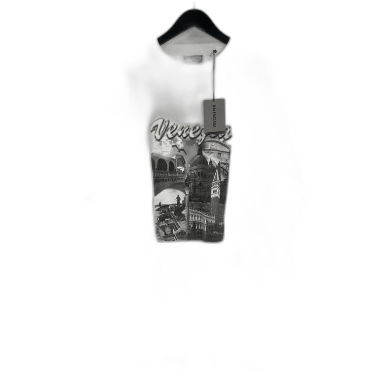 Balenciaga White Castle Short Sleeve Shirt