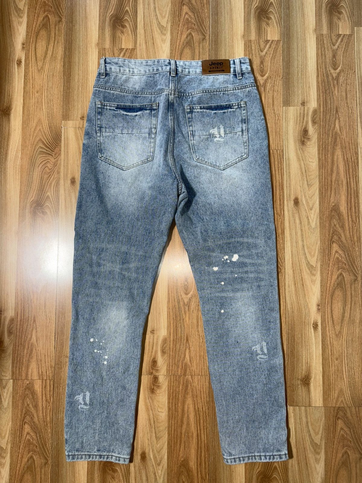 Japanese Brand Jeep Spirit Distressed Paint Splatter Jeans Y2K Streetwear Size US 30 / EU 46 - 2 Thumbnail