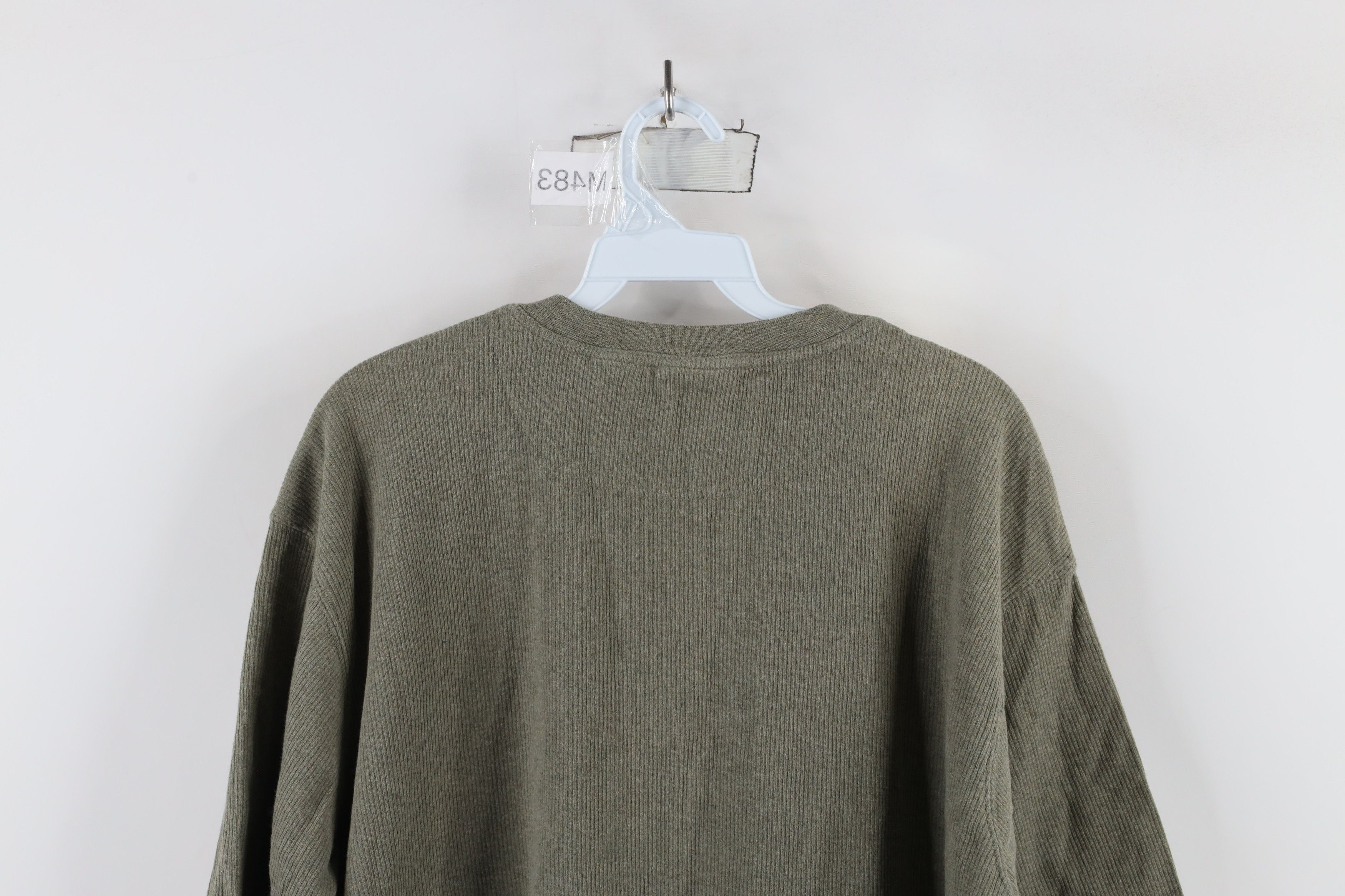 Vintage Vintage 90s Streetwear Ribbed Knit Henley T-Shirt Green Size US L / EU 52-54 / 3 - 9 Thumbnail