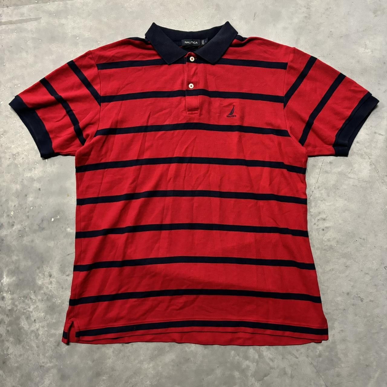 Japanese Brand × Vintage Crazy Vintage Y2K/2000s Grunge Red Striped Essential Polo Shirt! Size US XL / EU 56 / 4 - 1 Thumbnail
