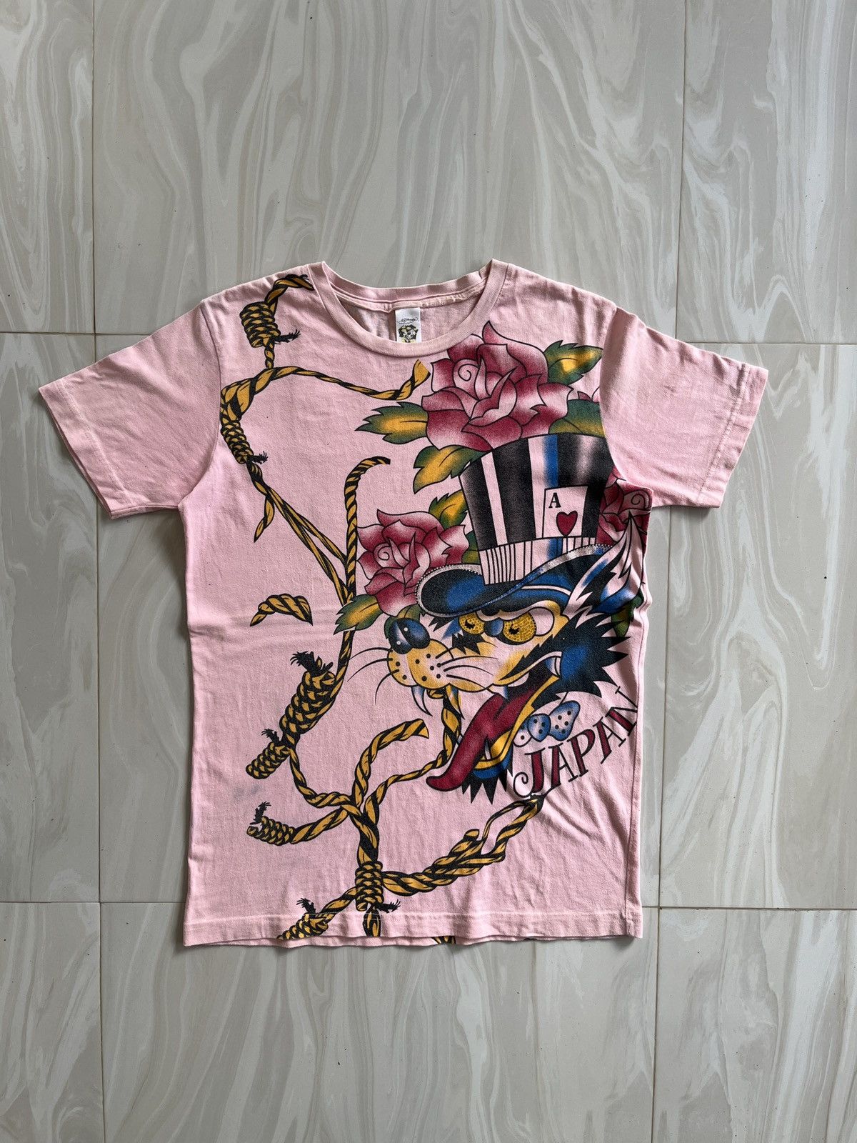 image of Y2K Ed Hardy By Christian Audigier Tee in Pink, Women's (Size Medium)
