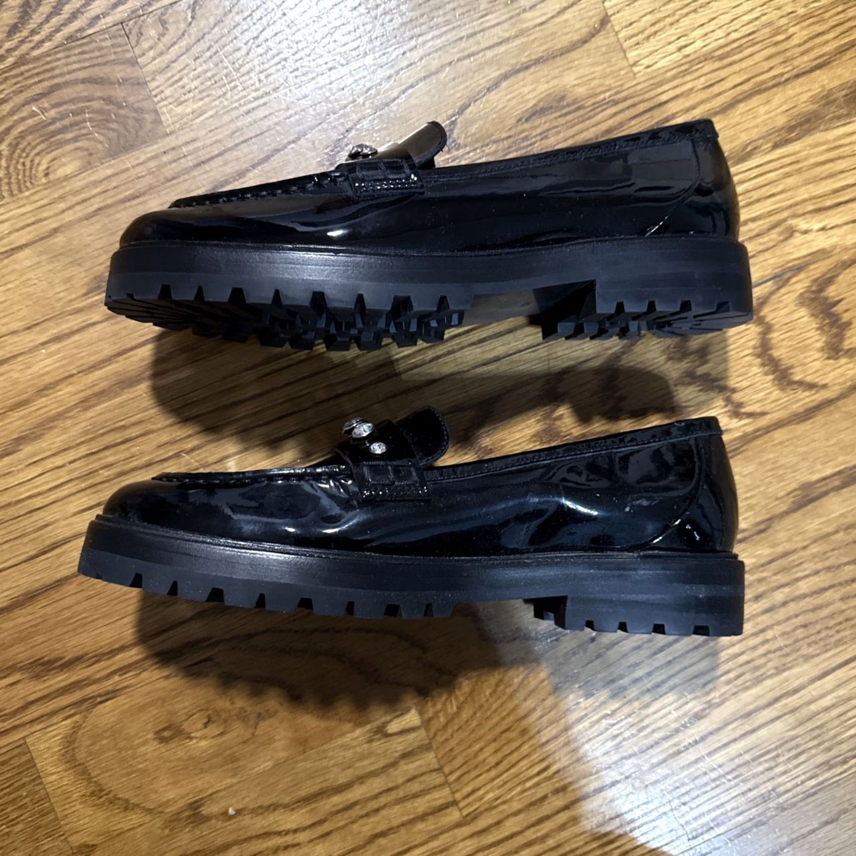 Vintage kate spade new york Posh Rhinestone Lug Loafers Sz 7.5 Leather Flat Slip On Black M Women Preppy Timeless Office Vintage: No Size US 8 / IT 38 - 6 Thumbnail
