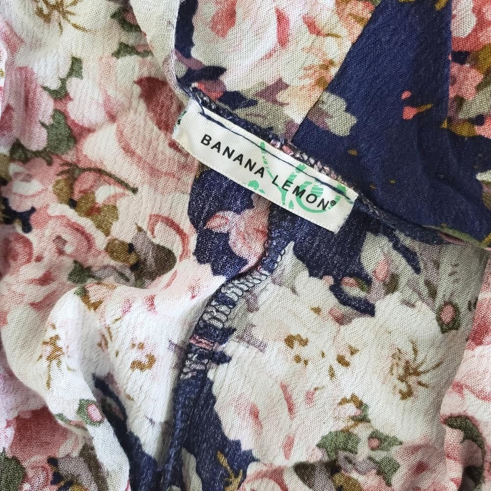 Designer Navy Pink Floral BL Cover Up Size ONE SIZE - 3 Thumbnail