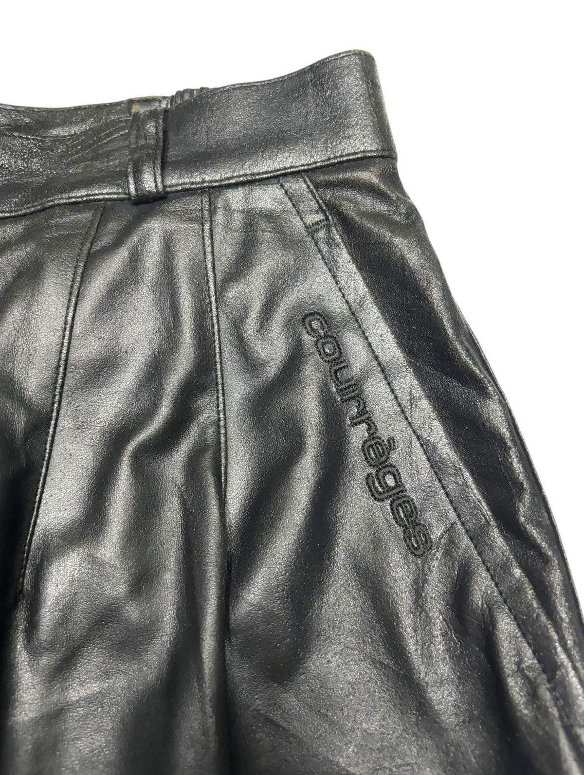 Courreges RARE‼️COURREGES BLACK BAGGY WIDE FAUX LEATHER PANTS Size US 30 / EU 46 - 7 Thumbnail
