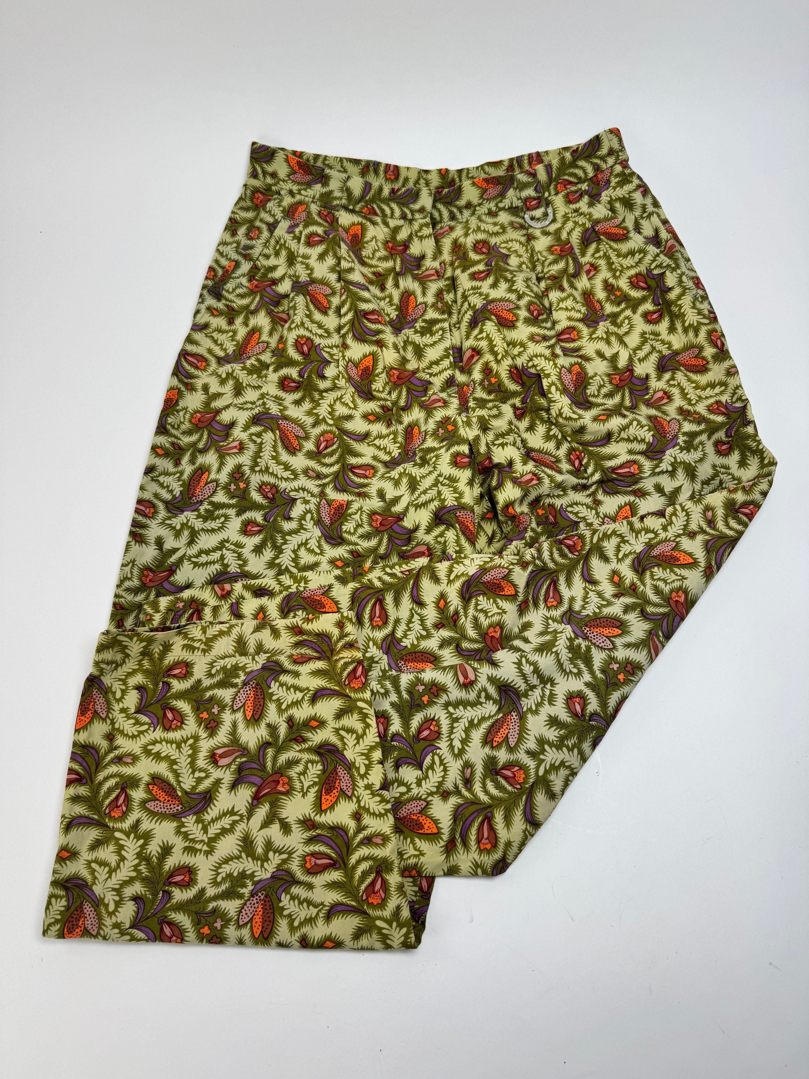 Dior Vintage Floral Pants green orange L Size 34" / US 12 / IT 48 - 1 Thumbnail