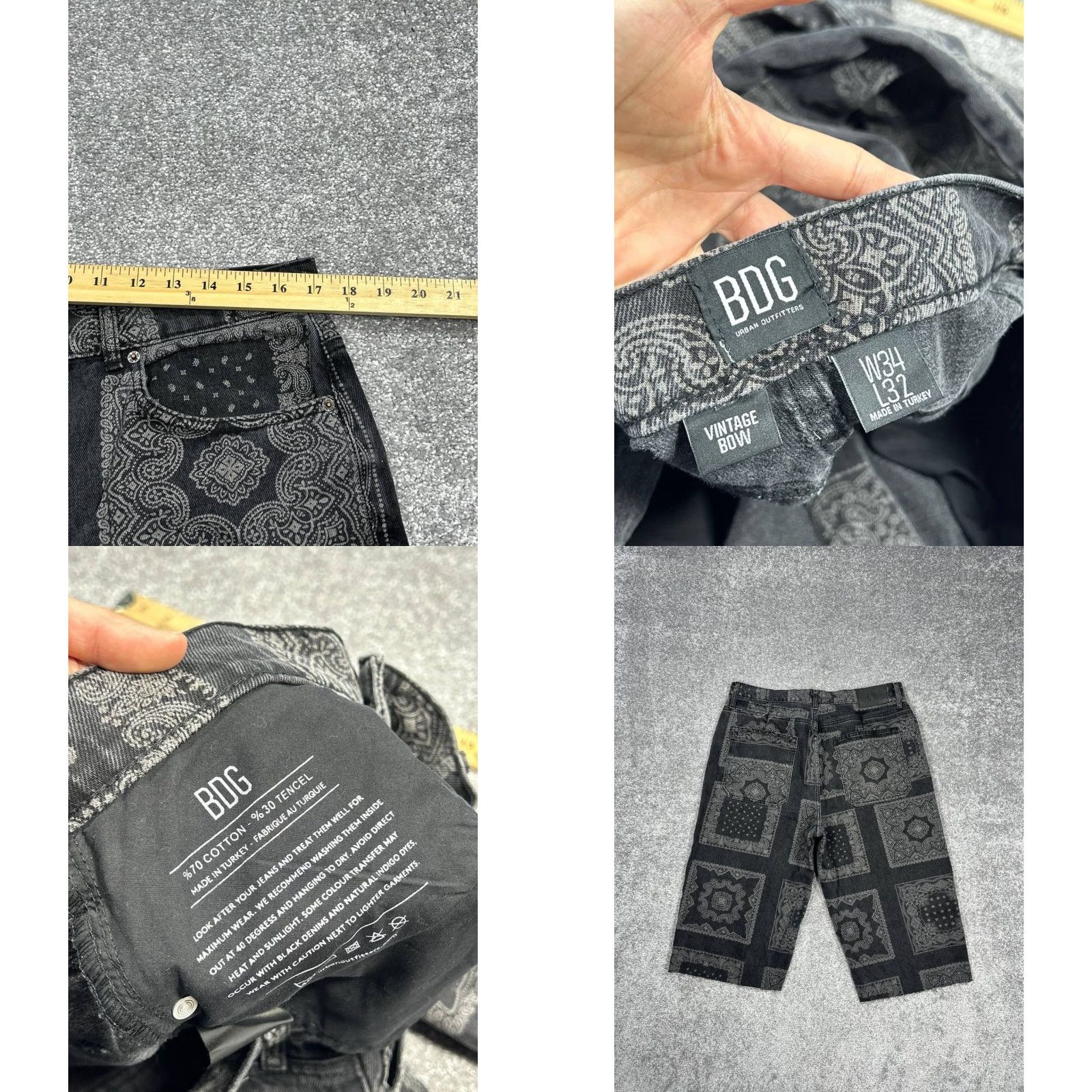 Urban Outfitters VINTAGE Urban Outfitters Capris Mens 34 Denim Gray Bandana Bow 17" Inseam jeans Regular Mens Size US 34 / EU 50 - 8 Thumbnail