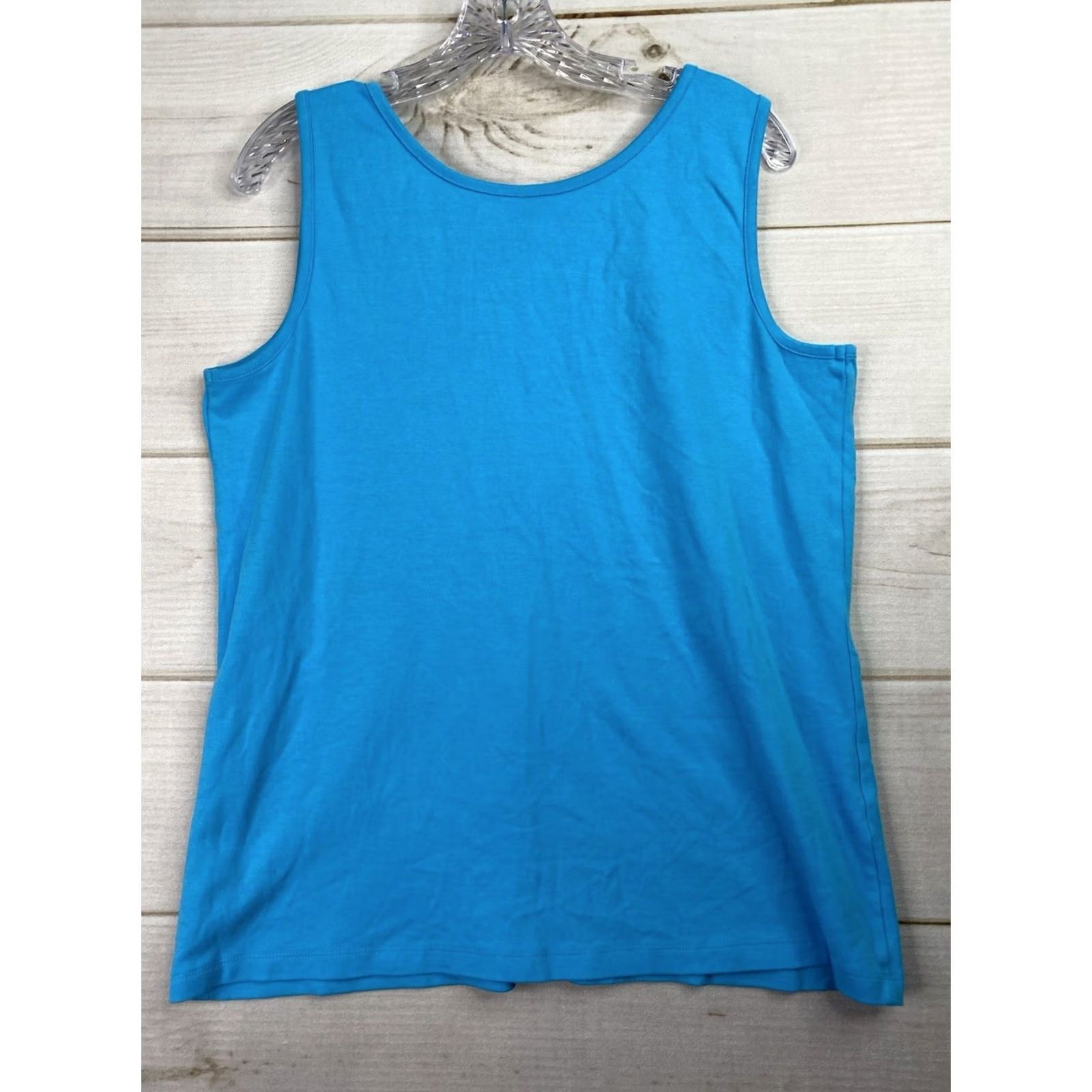 Lands' End Lands' End Woman Tank Top XL Blue 100% Cotton Sleeveless Scoop Neck Knit Pullover Casual Summer Spring Outdoor Size XL / US 12-14 / IT 48-50 - 8 Thumbnail