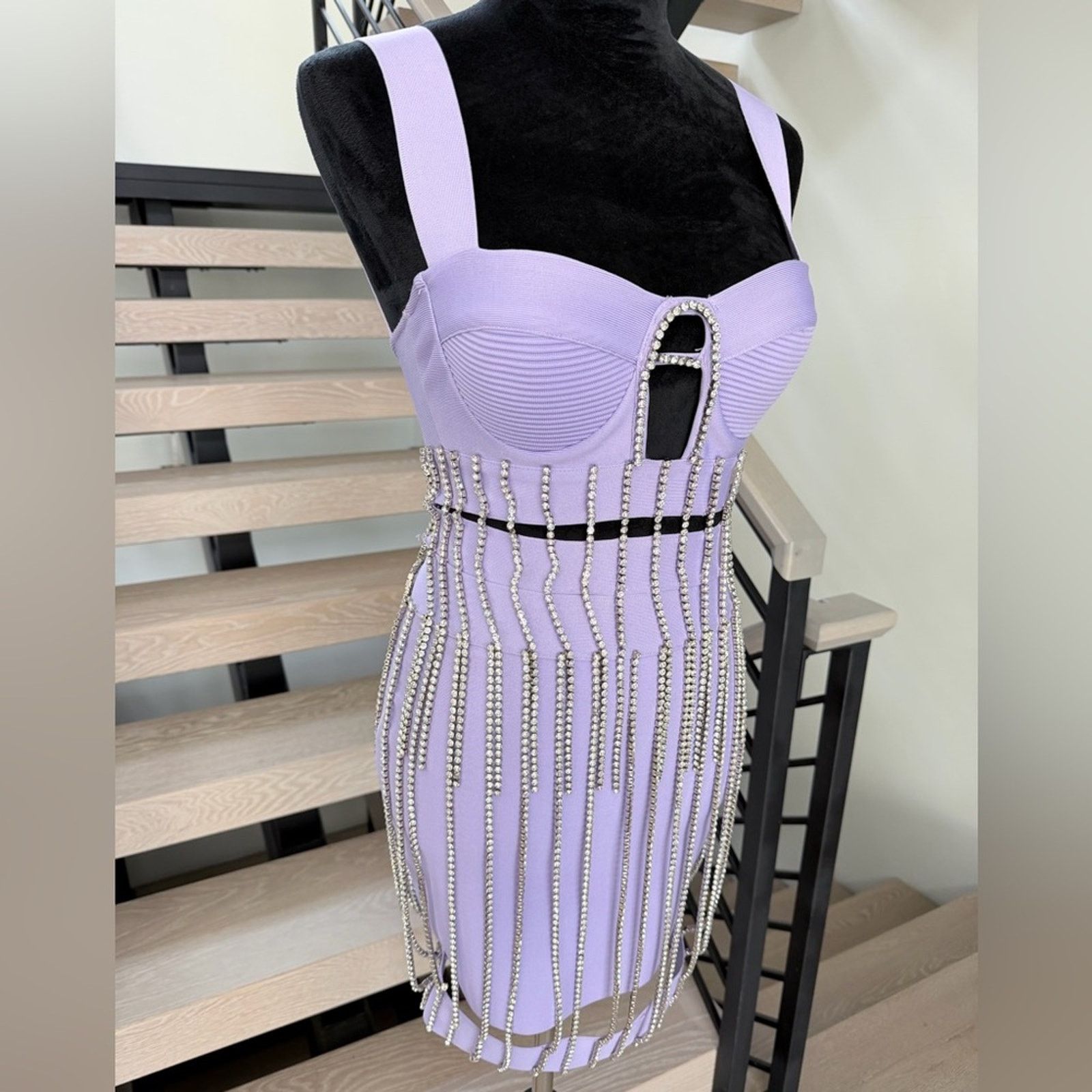 Other New Purple Bandage Rhinestone Fringe Matching Set XS Size S / US 4 / IT 40 - 4 Thumbnail