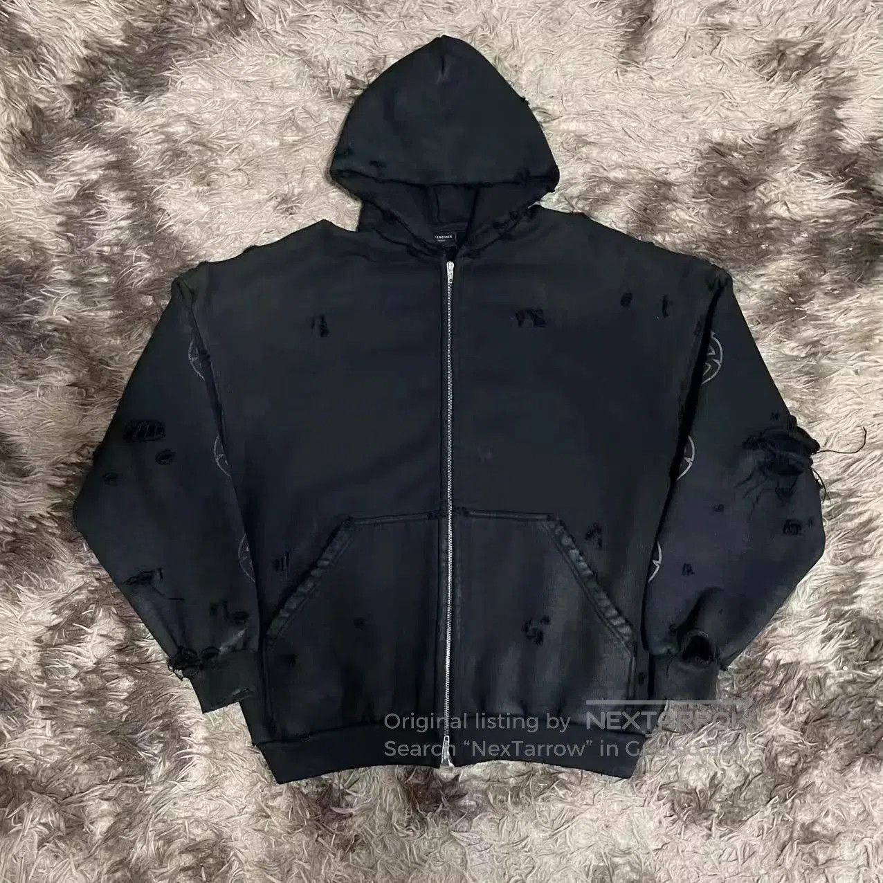Balenciaga Black Zip-Up Hoodie with Eiffel Tower Graphic. Size US M / EU 48-50 / 2 - 2 Thumbnail