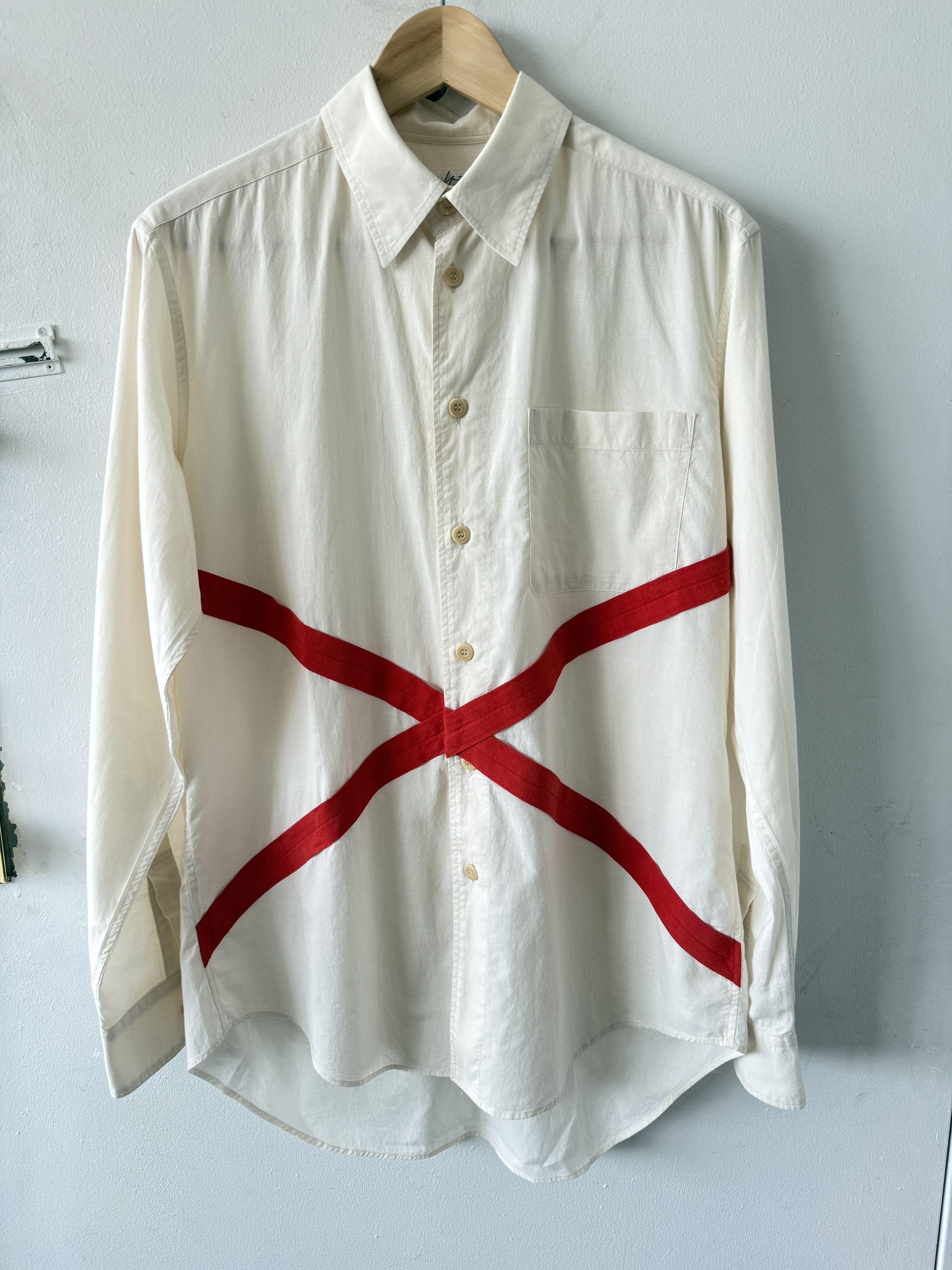 Yohji Yamamoto SS08 Runway Look 1 Red "X" Button Up Shirt Size US S / EU 44-46 / 1 - 1 Thumbnail