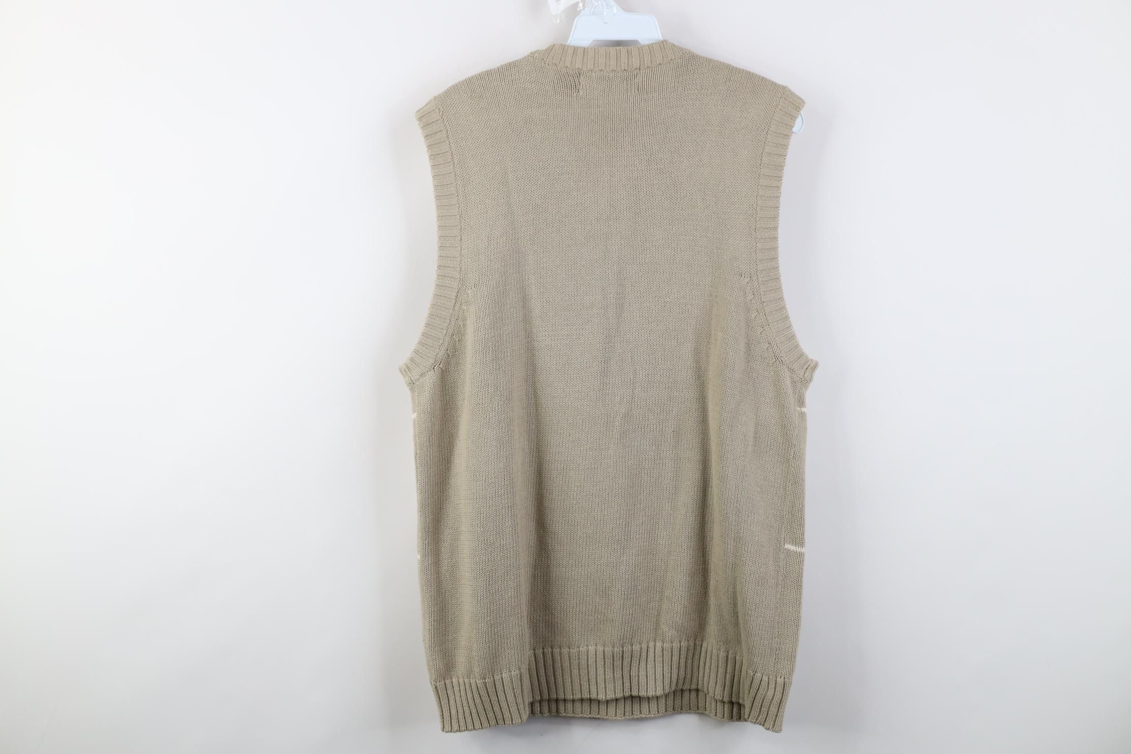 Vintage Vintage 90s Streetwear Cable Knit V-Neck Sweater Vest Beige Size US L / EU 52-54 / 3 - 8 Thumbnail