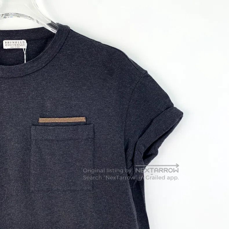 Brunello Cucinelli Brunello Cucinelli Black Gray Beaded Cotton Round Neck Sho Size S / US 4 / IT 40 - 3 Thumbnail