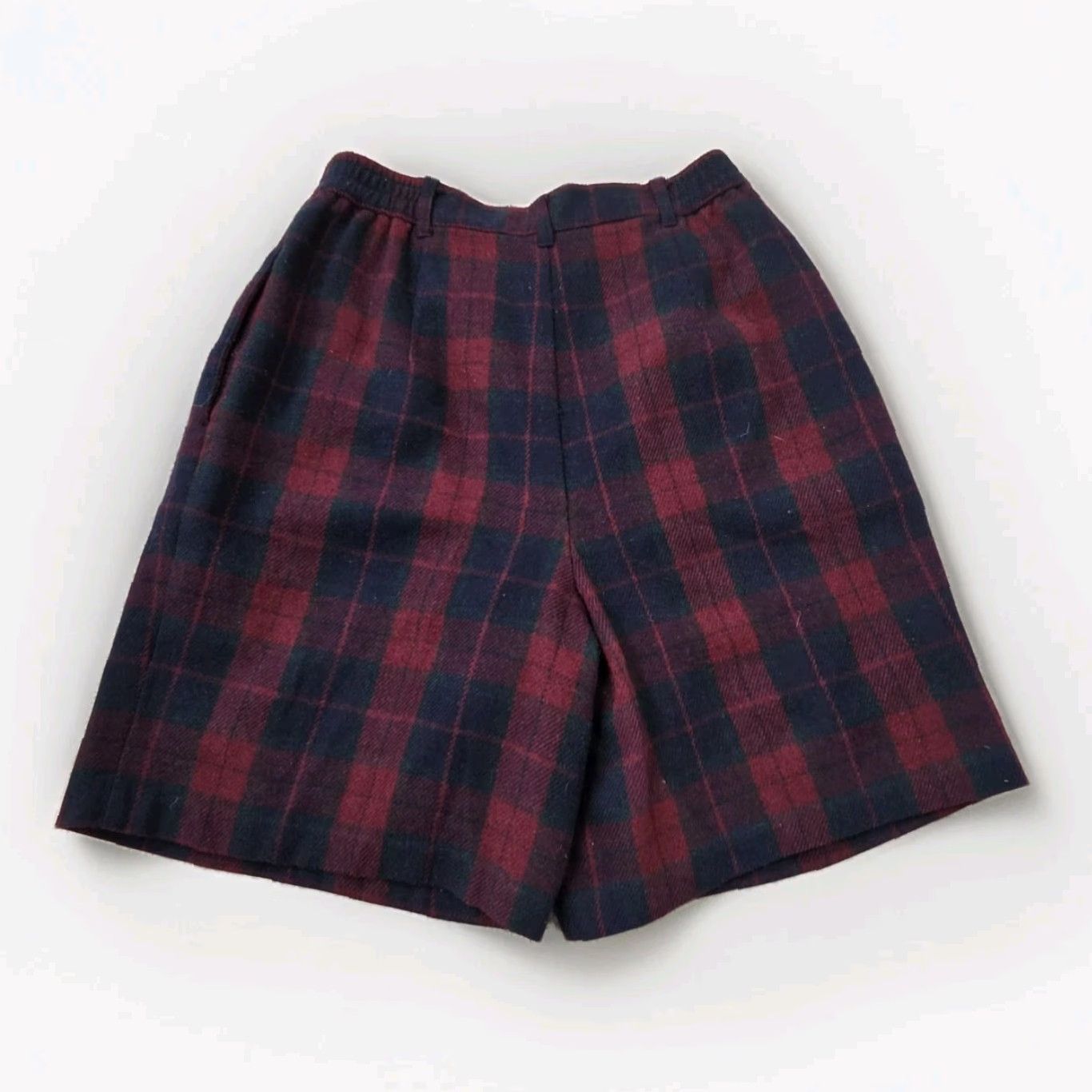 Vintage Vtg Sag Harbor 2 PC Blazer Suit Set Wool Blend Plaid Tartan S 8 - High Rise Pleated Shorts - Women's Business Style Tailored Wool Jacket & Shorts Set Size 28" / US 6 / IT 42 - 3 Thumbnail