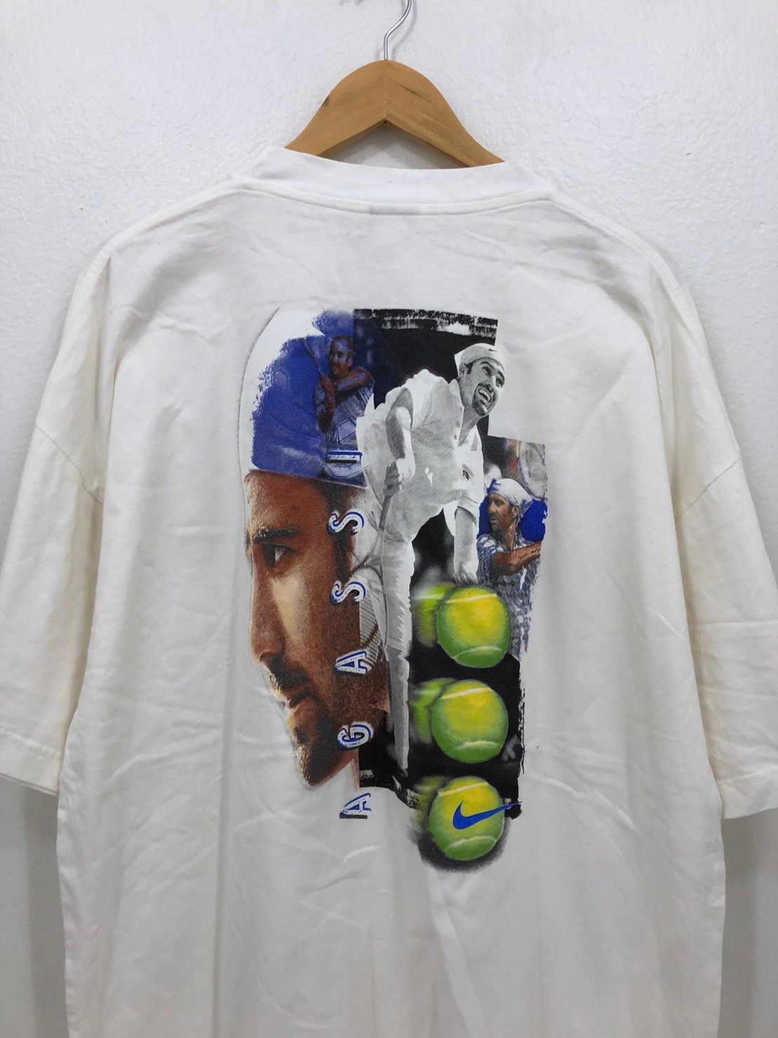 Vintage 90's Nike Andre Agassi shirt Grey tag label wts01