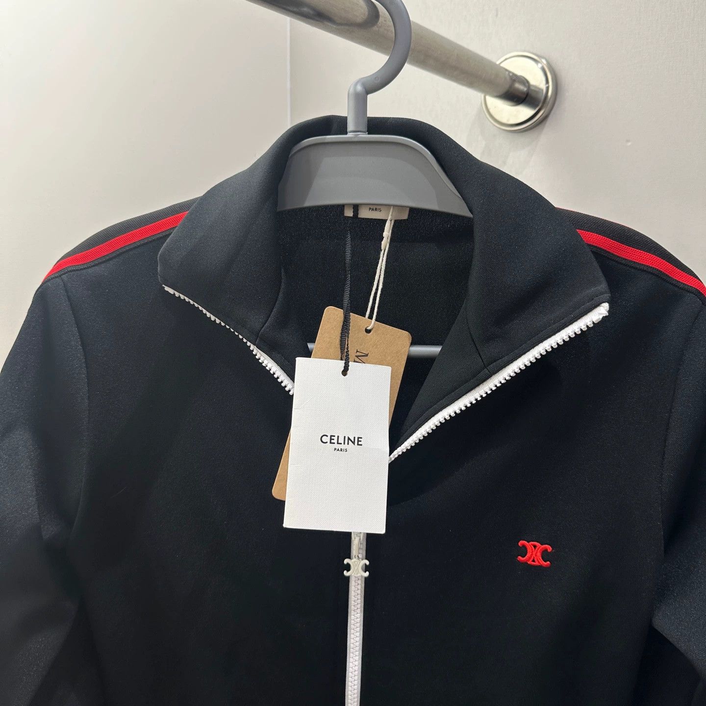 Celine Celine apr267 new black embroidered Triomphe long zip coat S Size S / US 4 / IT 40 - 5 Thumbnail