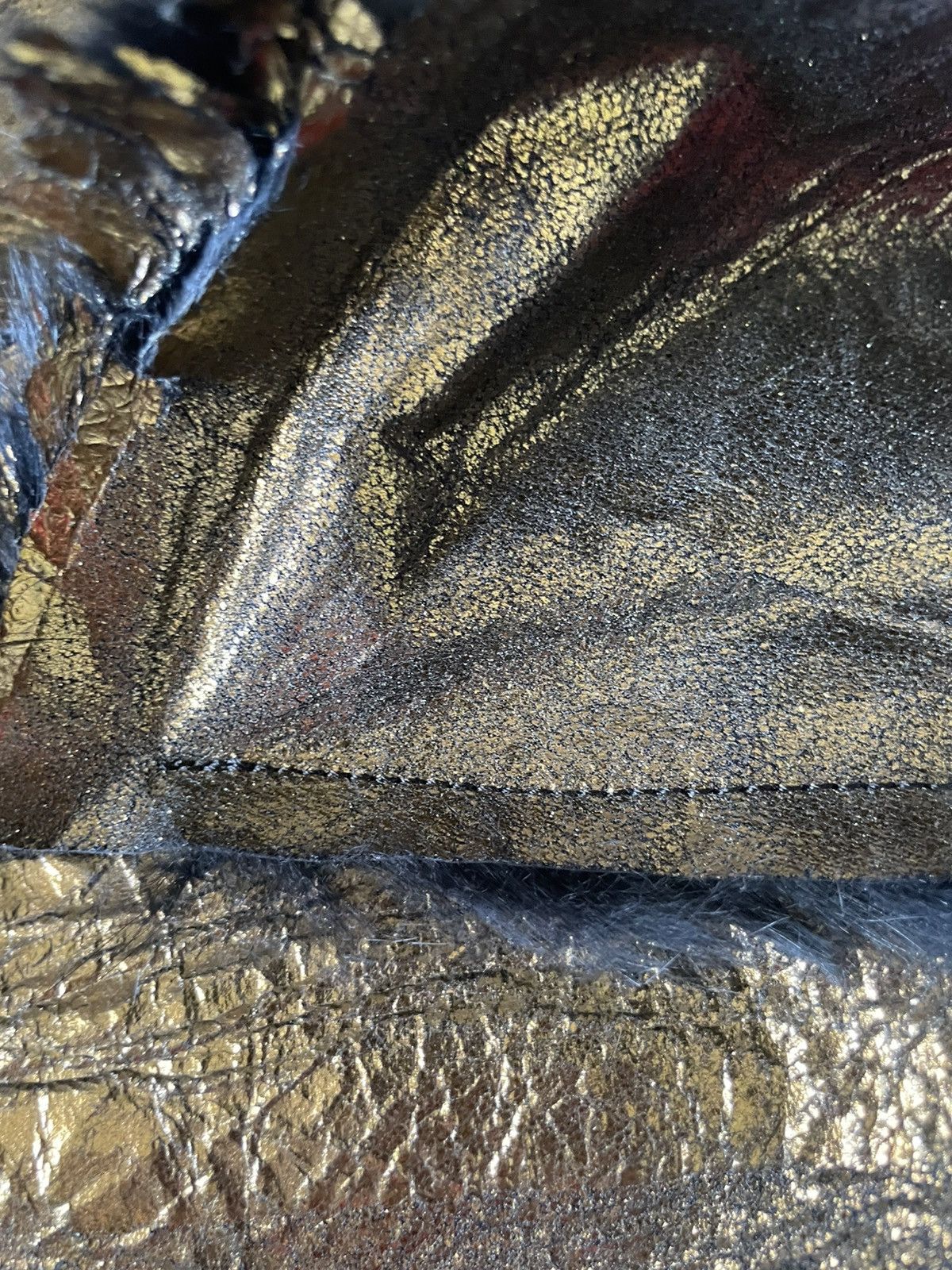 Le Grande Bleu (L.G.B.) Le Grand Bleu 1/1 Cropped Rabbit Fur Gold Leather Jacket Size M / US 6-8 / IT 42-44 - 6 Thumbnail