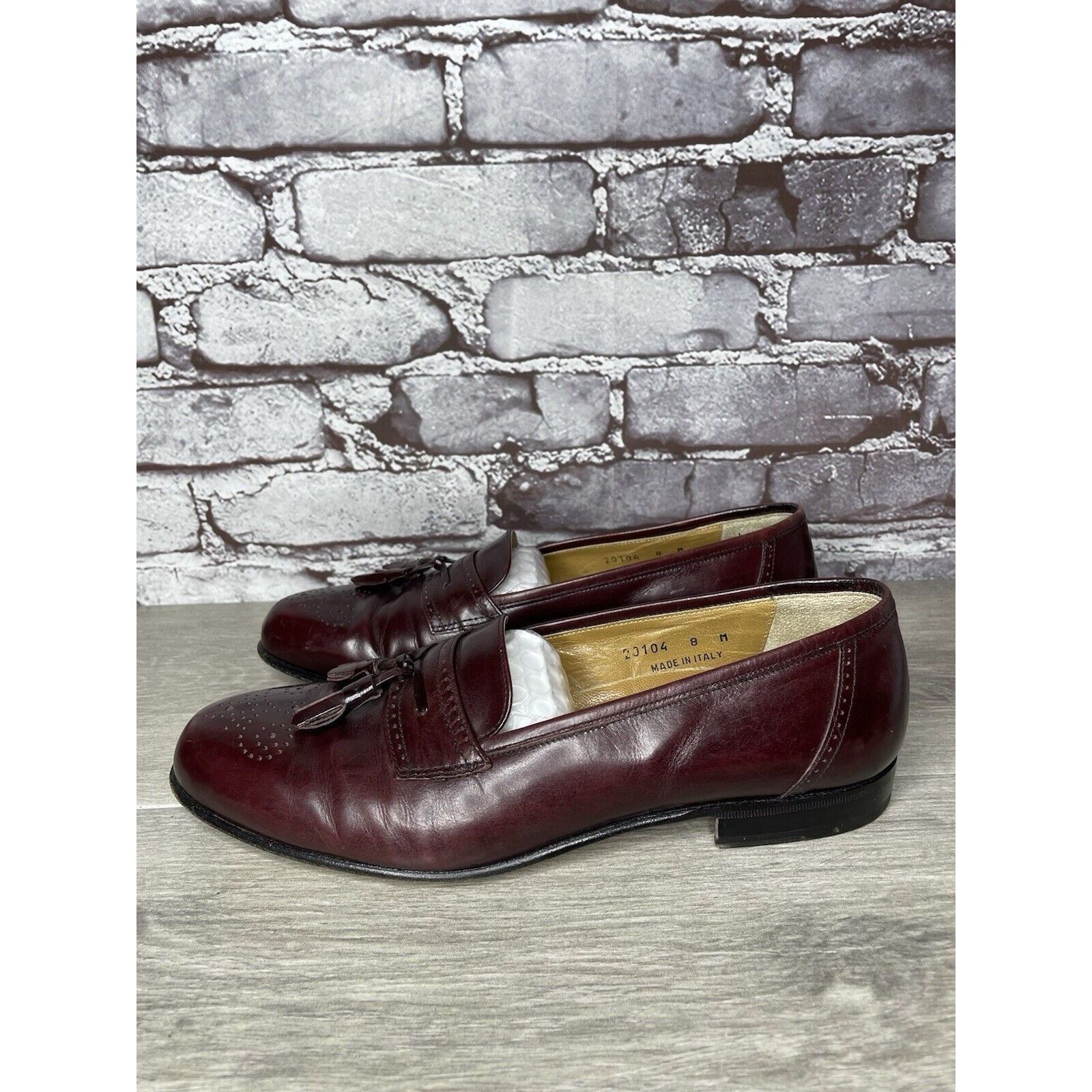 Other Stamati Mastroianni Burgundy Leather Wingtip Tassel Loafers Size US 8 / EU 41 - 7 Thumbnail
