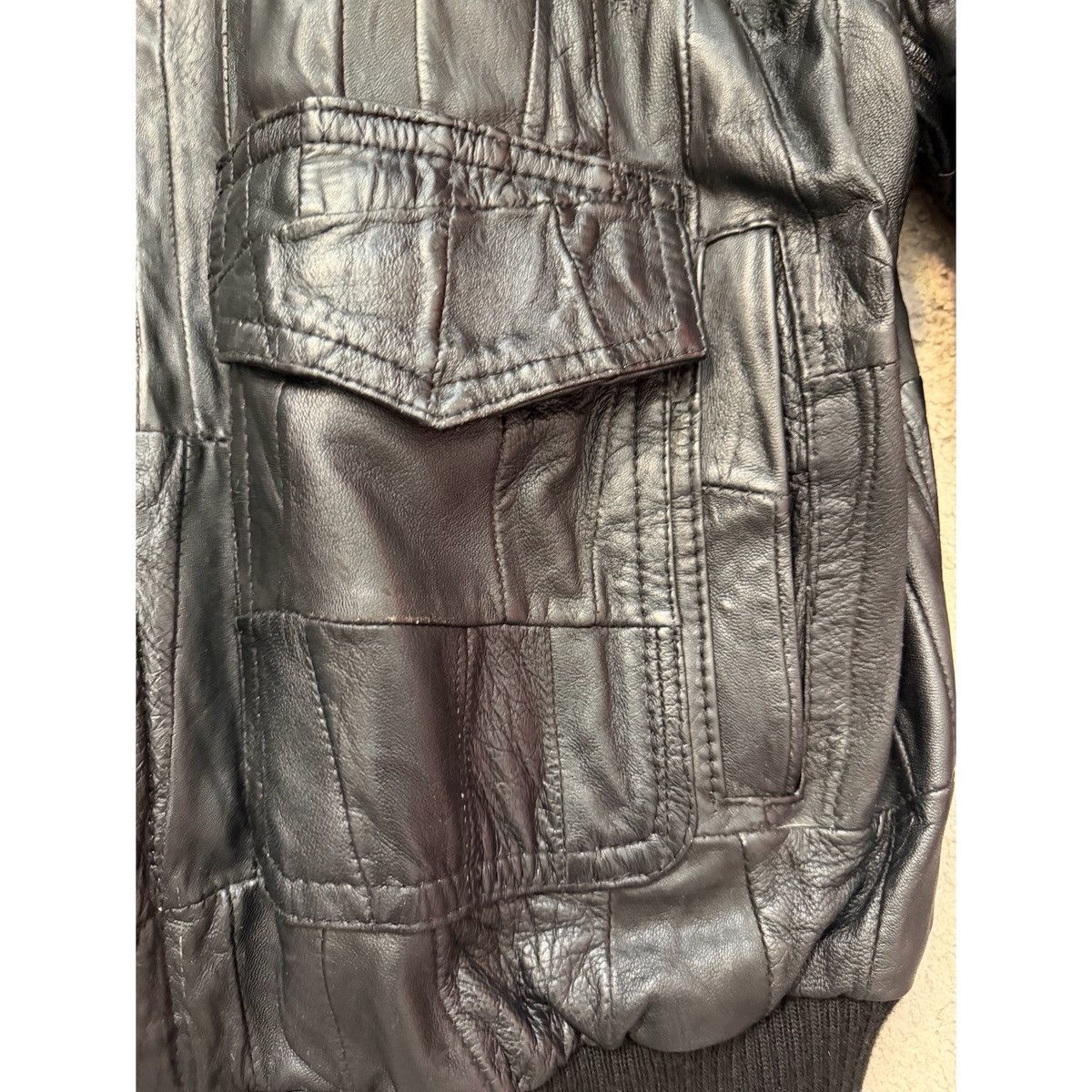 Vintage VINTAGE BLACK PATCHWORK BOMBER LEATHER JACKET Size US M / EU 48-50 / 2 - 19 Thumbnail