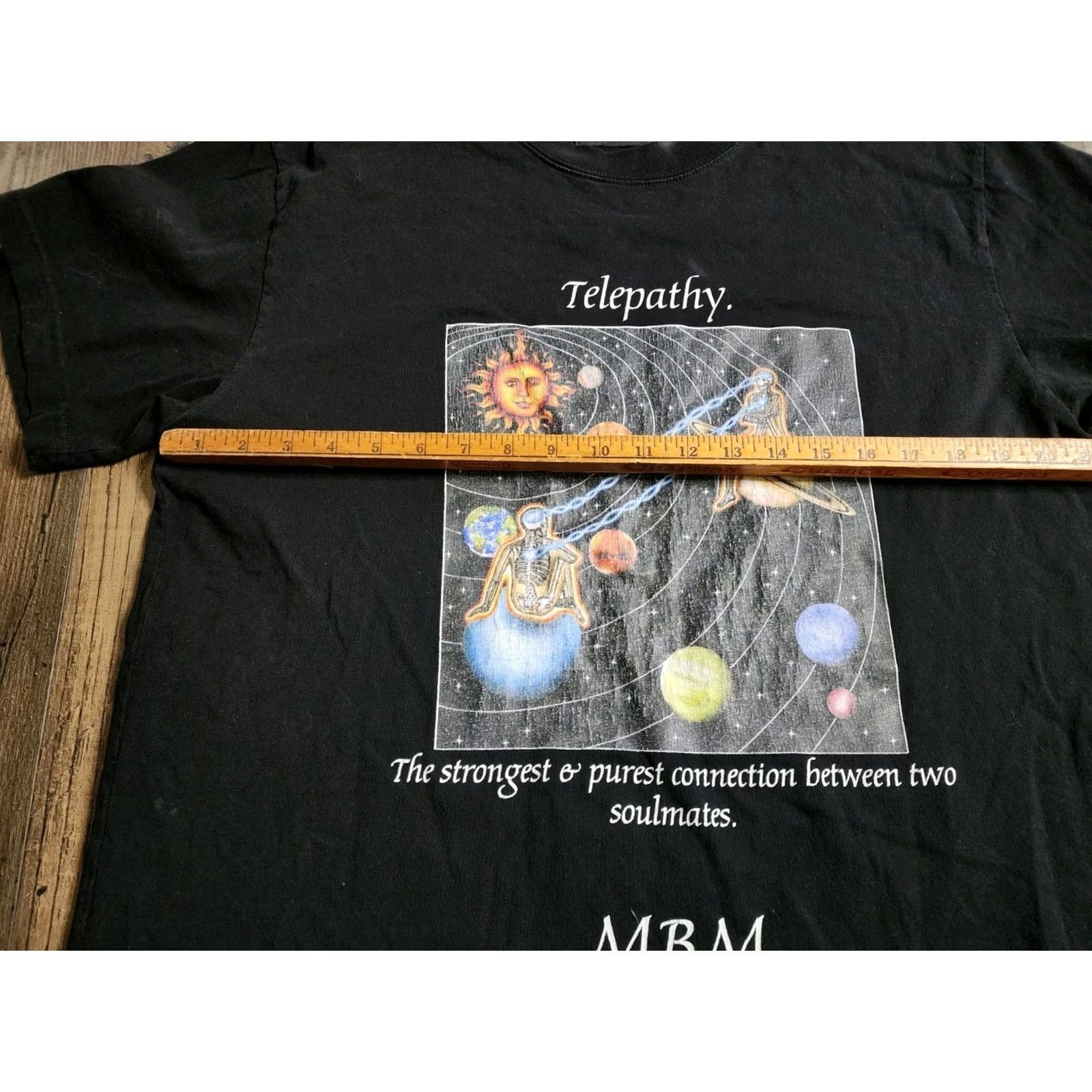 Vintage Mens L MBM Telepathy Soulmates Universe Skeleton T Shirt Distressed USA Made Size US L / EU 52-54 / 3 - 2 Thumbnail