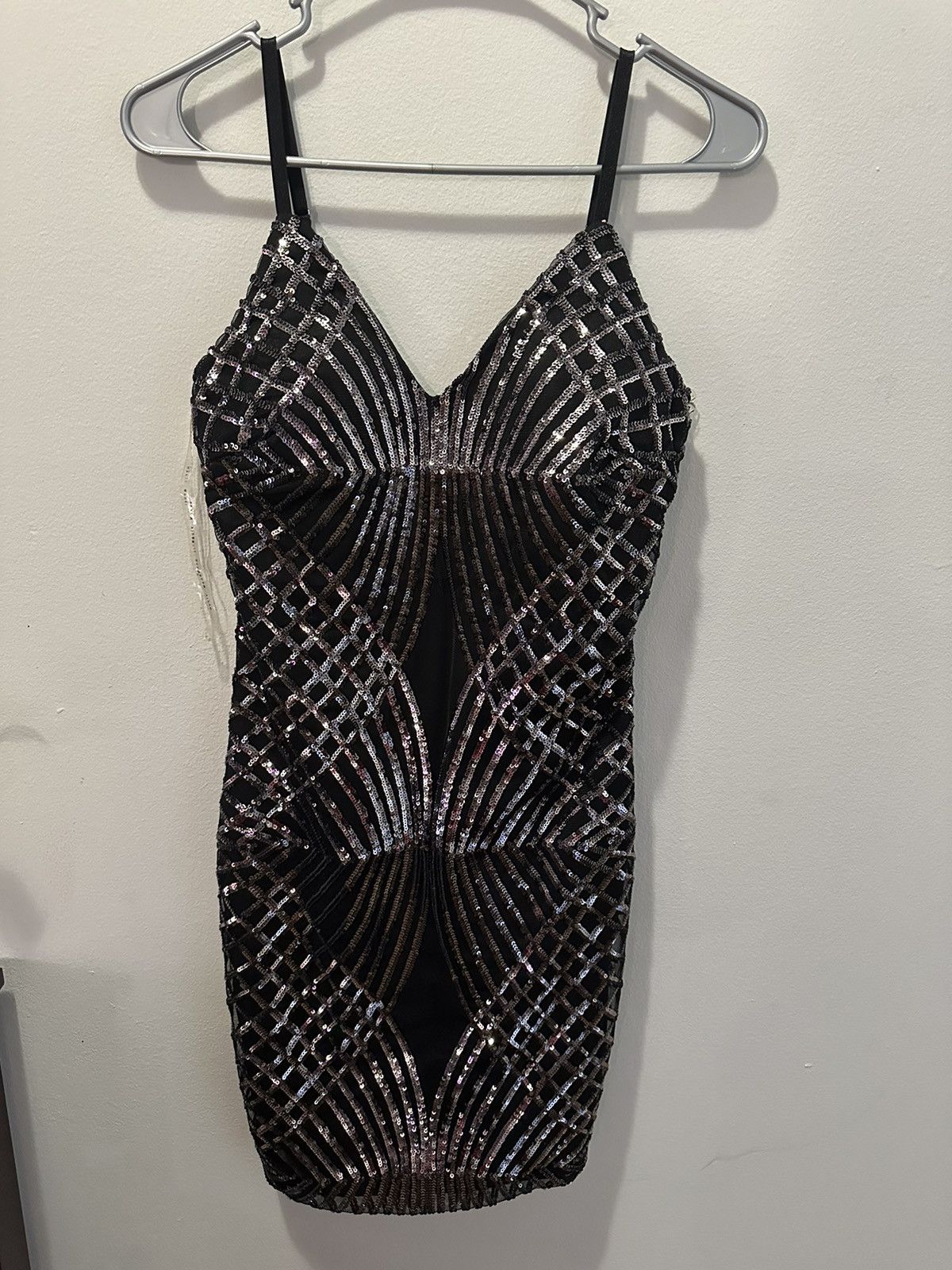 Other Party sexy mini dress black silver sequins small Size S / US 4 / IT 40 - 4 Thumbnail
