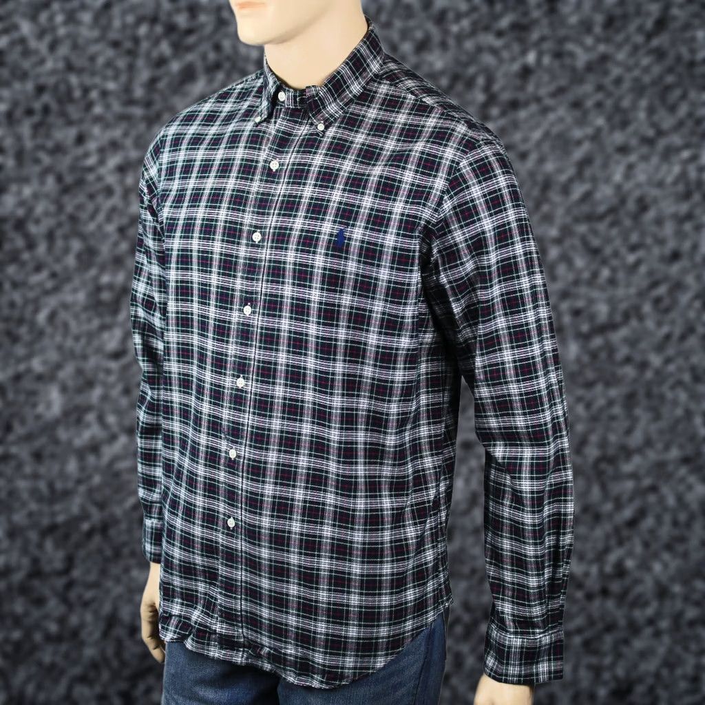 Ralph Lauren Ralph Lauren Green Plaid Classic Dress Shirt Navy Pony NWT Size 46R - 1 Preview