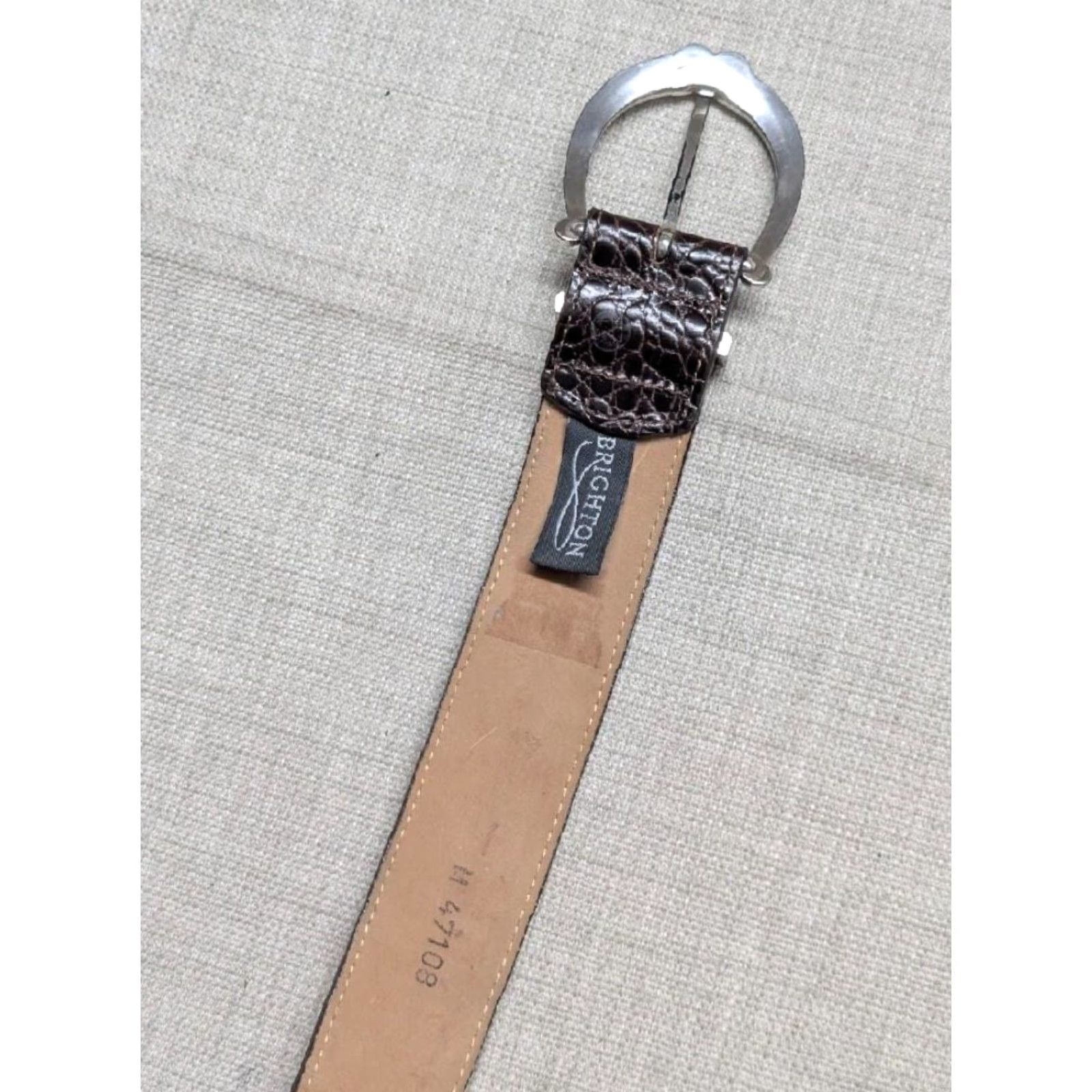 Brighton VINTAGE Brighton Belt 30 Alligator Embossed Leather USA Made Brown Leather Belt Women M Size ONE SIZE - 7 Thumbnail