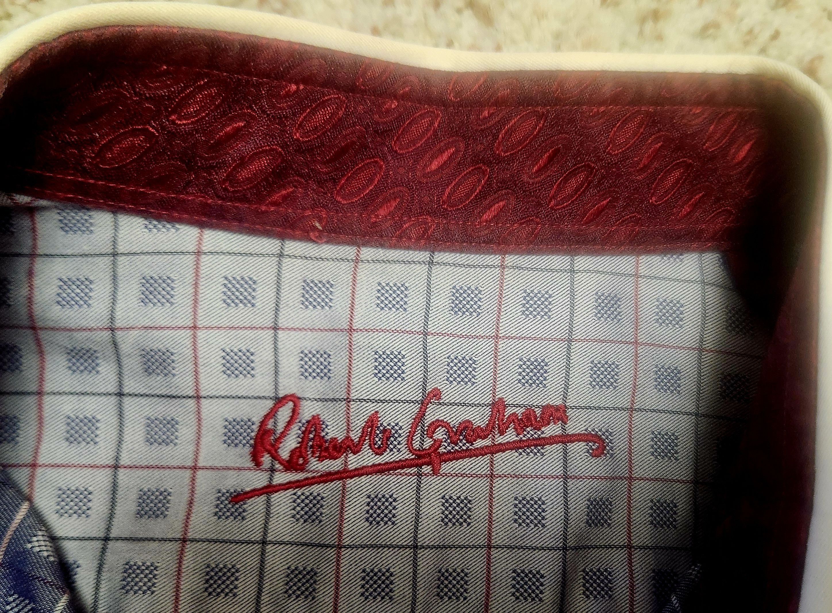 Robert Graham Robert Graham shirt L silver check white collar Size US L / EU 52-54 / 3 - 7 Thumbnail